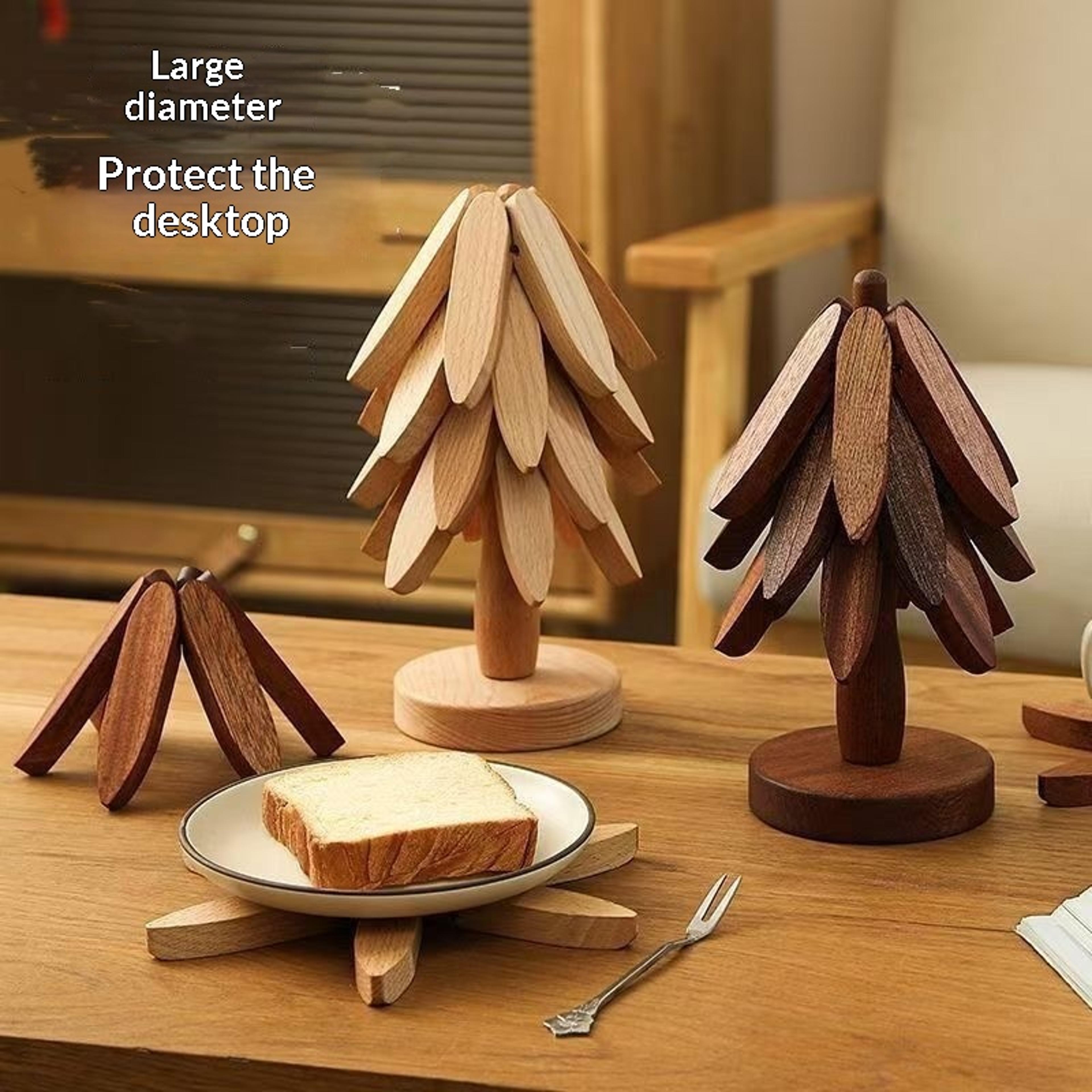 solid wood heat resistant pot mat wooden trivet table protector for hot pots & pans