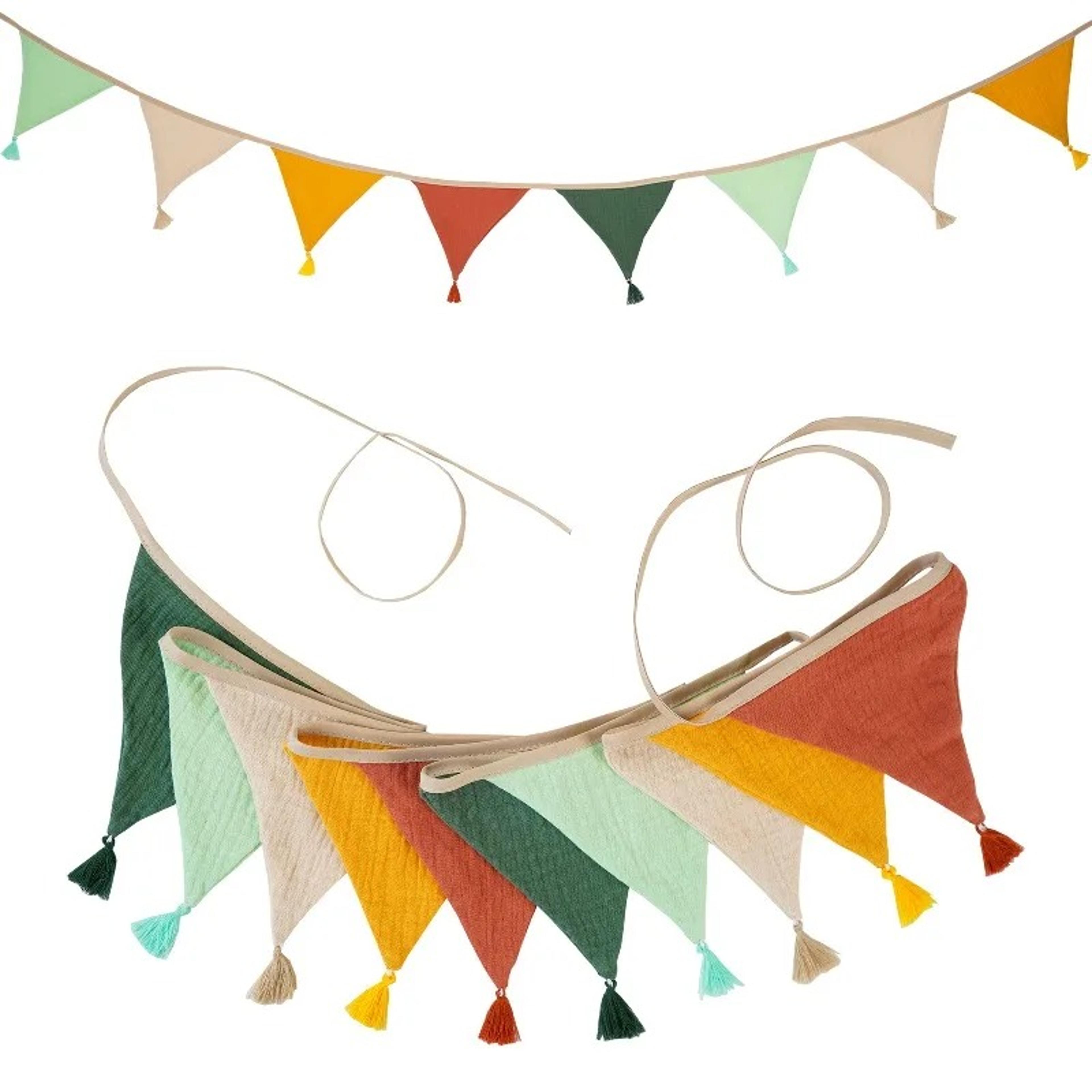 double layer fabric bunting banner with cotton tassels for birthday party nursery & home decor