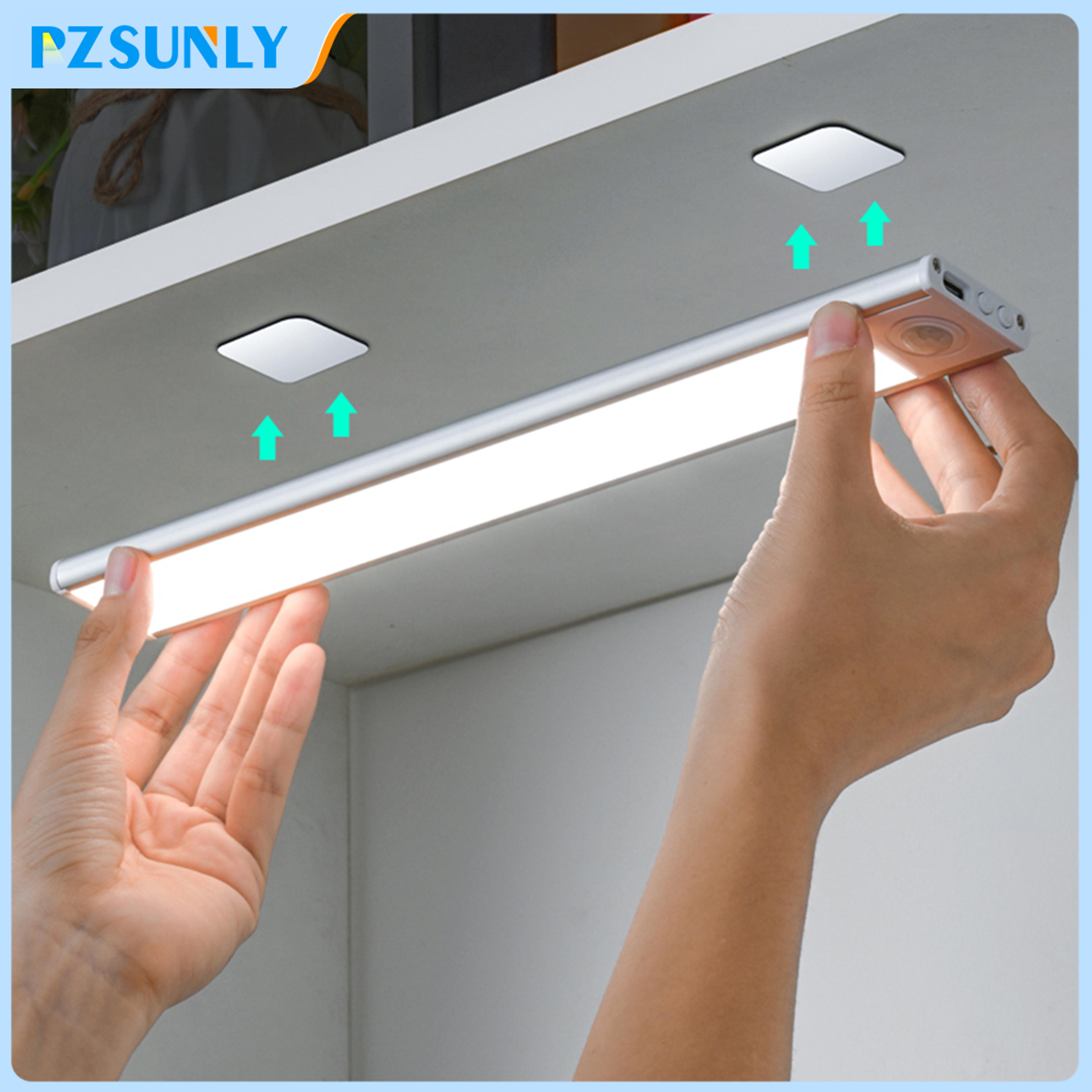 wireless led motion sensor light usb rechargeable under cabinet lighting for kitchen closet & wardrobe