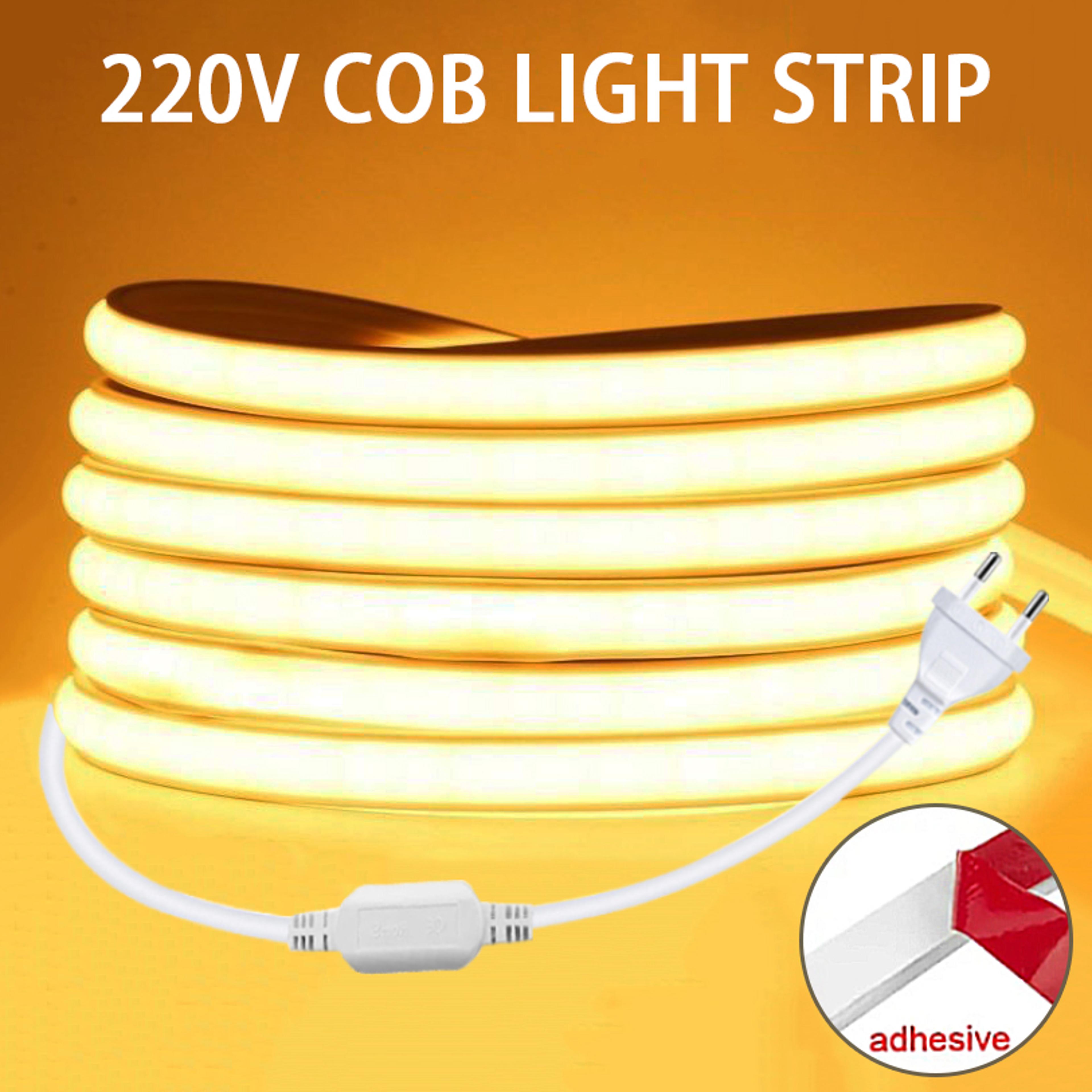 ultra bright cob led strip lights flexible adhesive ribbon for home kitchen & under cabinet lighting