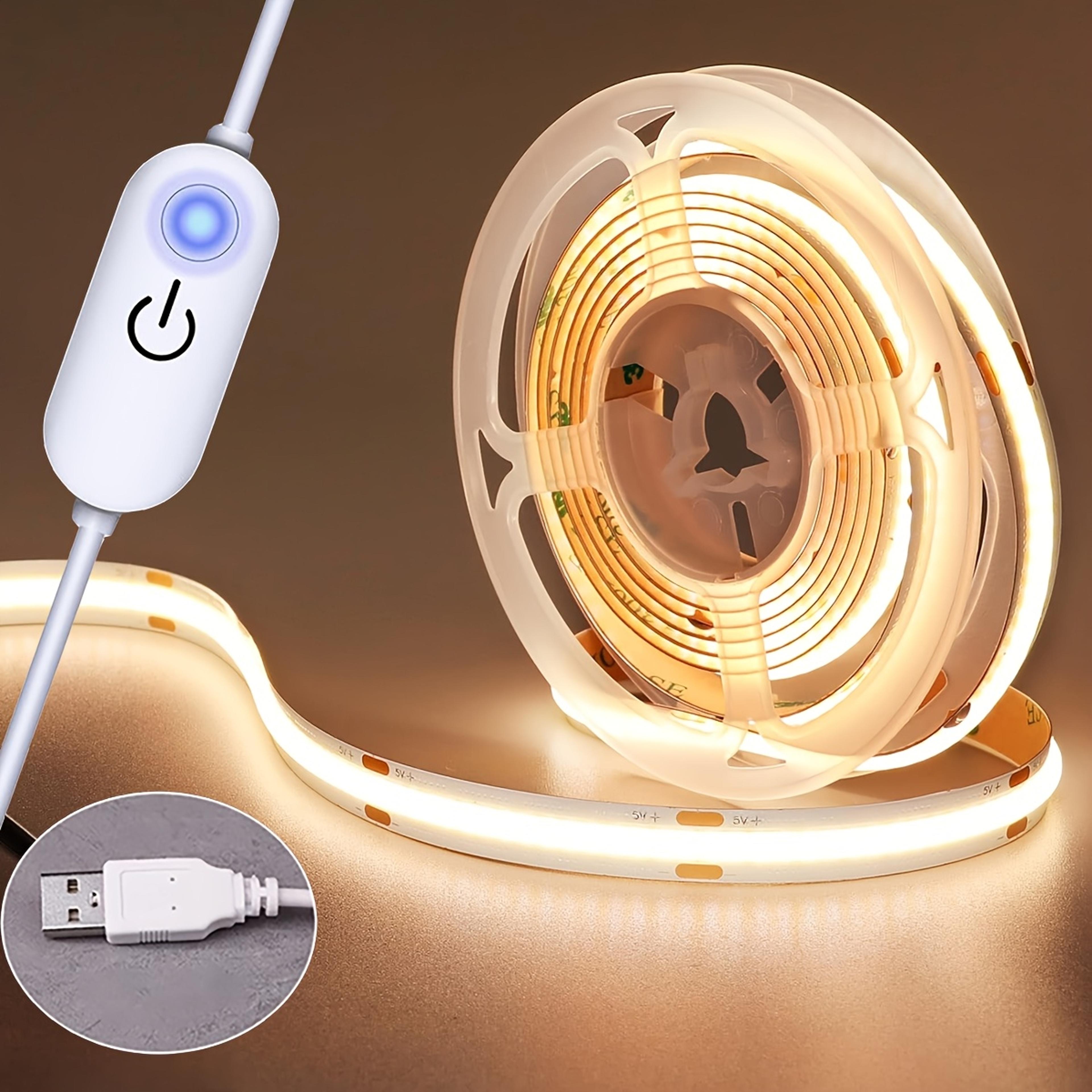 usb cob led strip lights with touch dimmer for tv backlight, mirror & diy room decor
