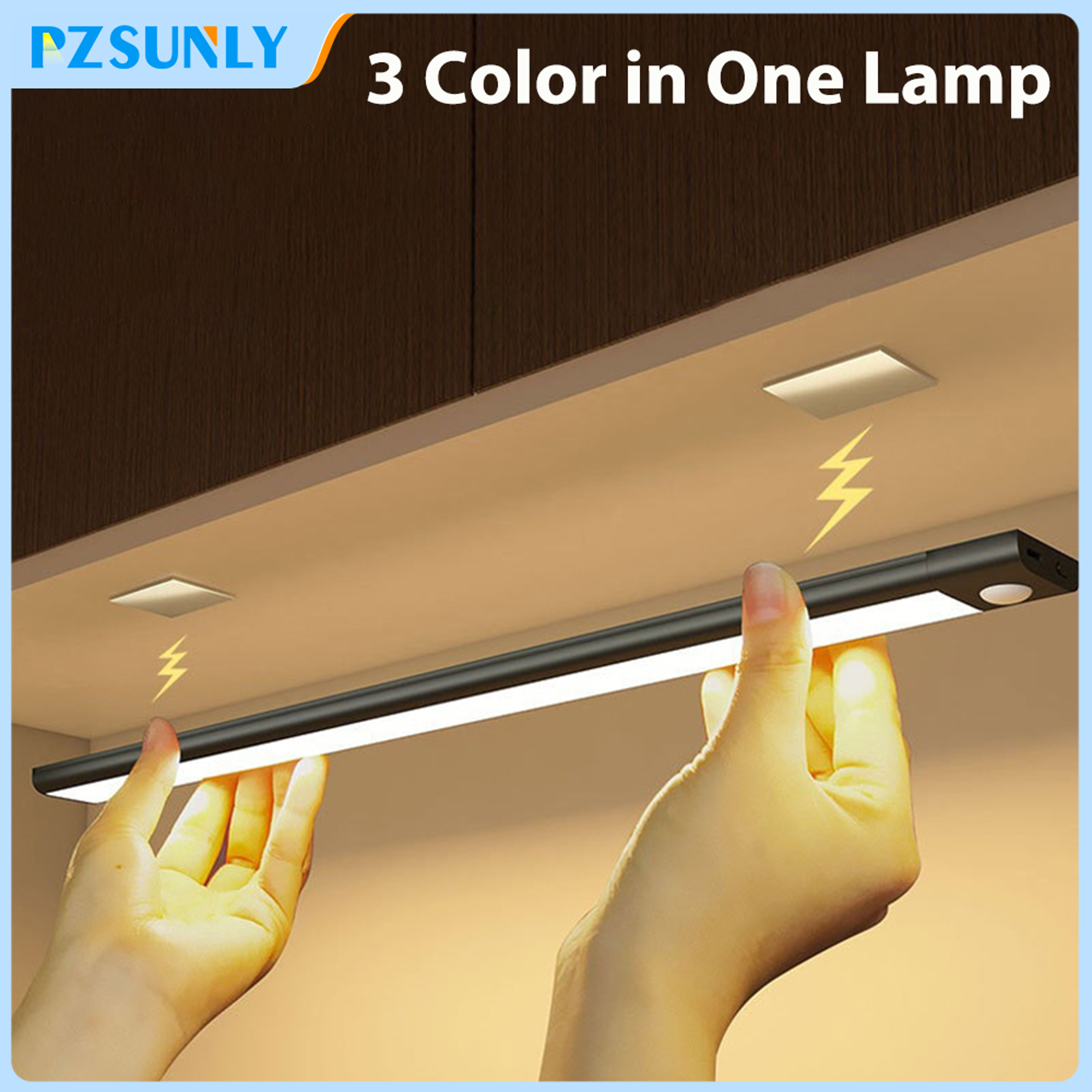 motion sensor light usb rechargeable led cabinet light for kitchen closet & wardrobe