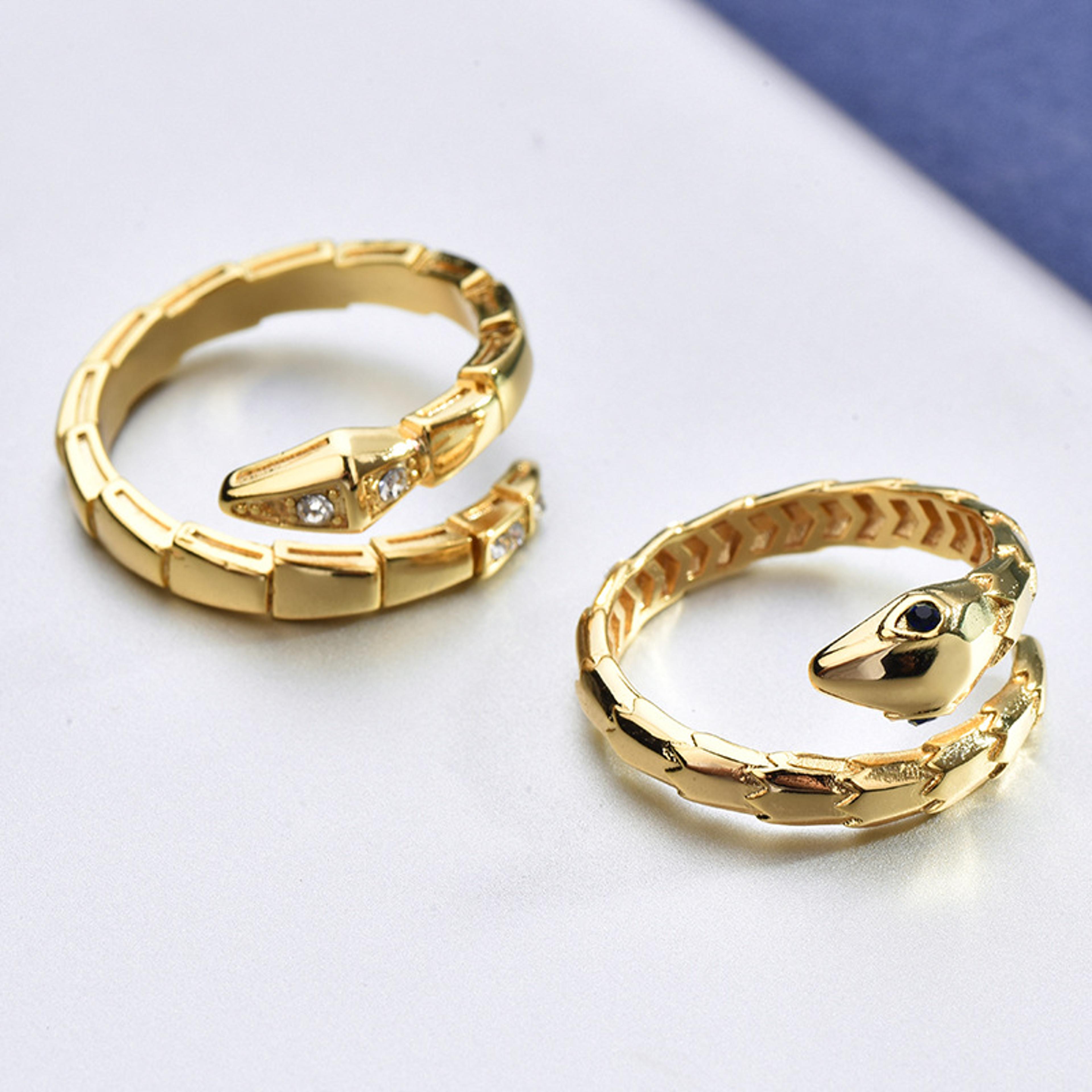 adjustable snake ring cuff set for women vintage serpent ring statement jewelry