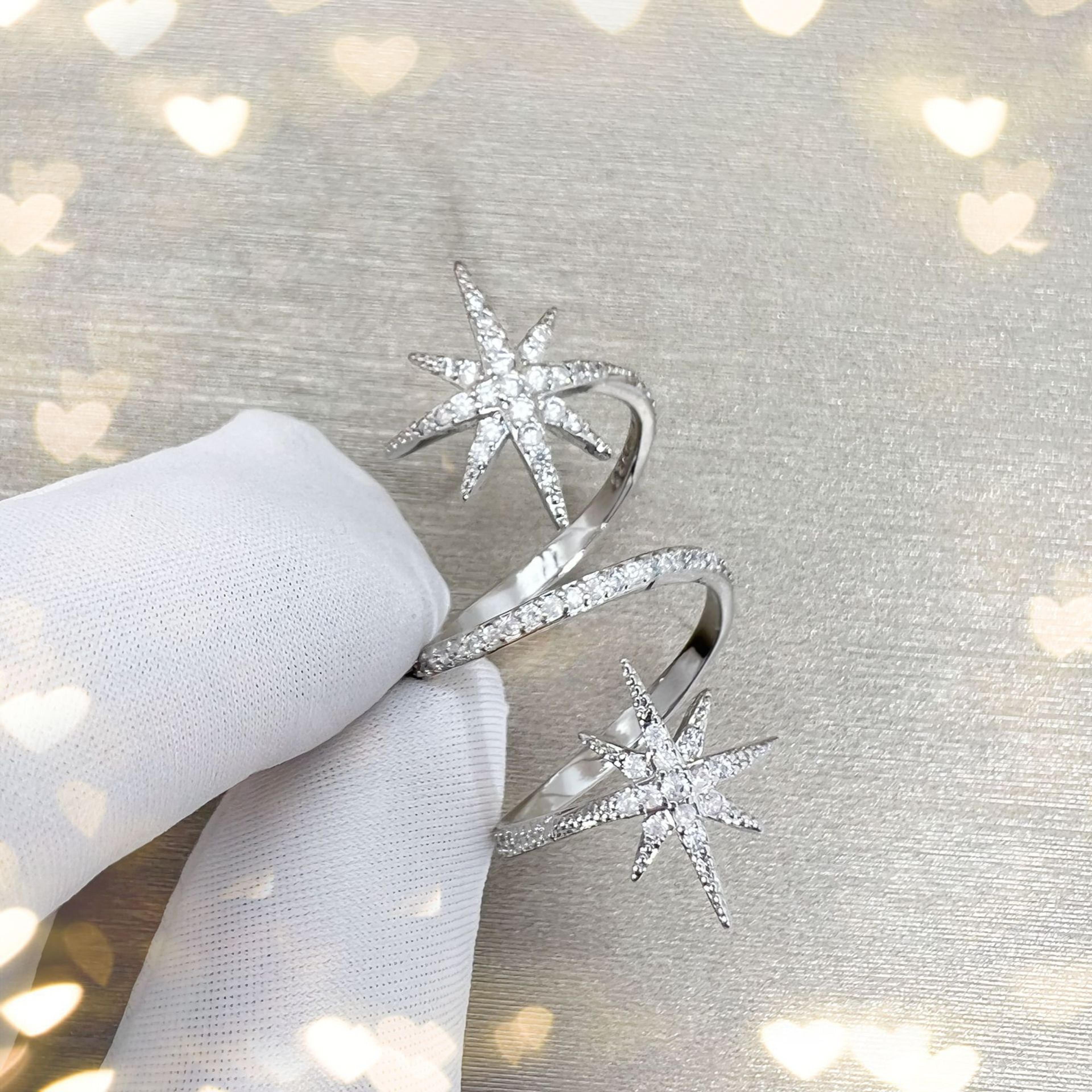 celestial star ring adjustable open statement ring for women and men