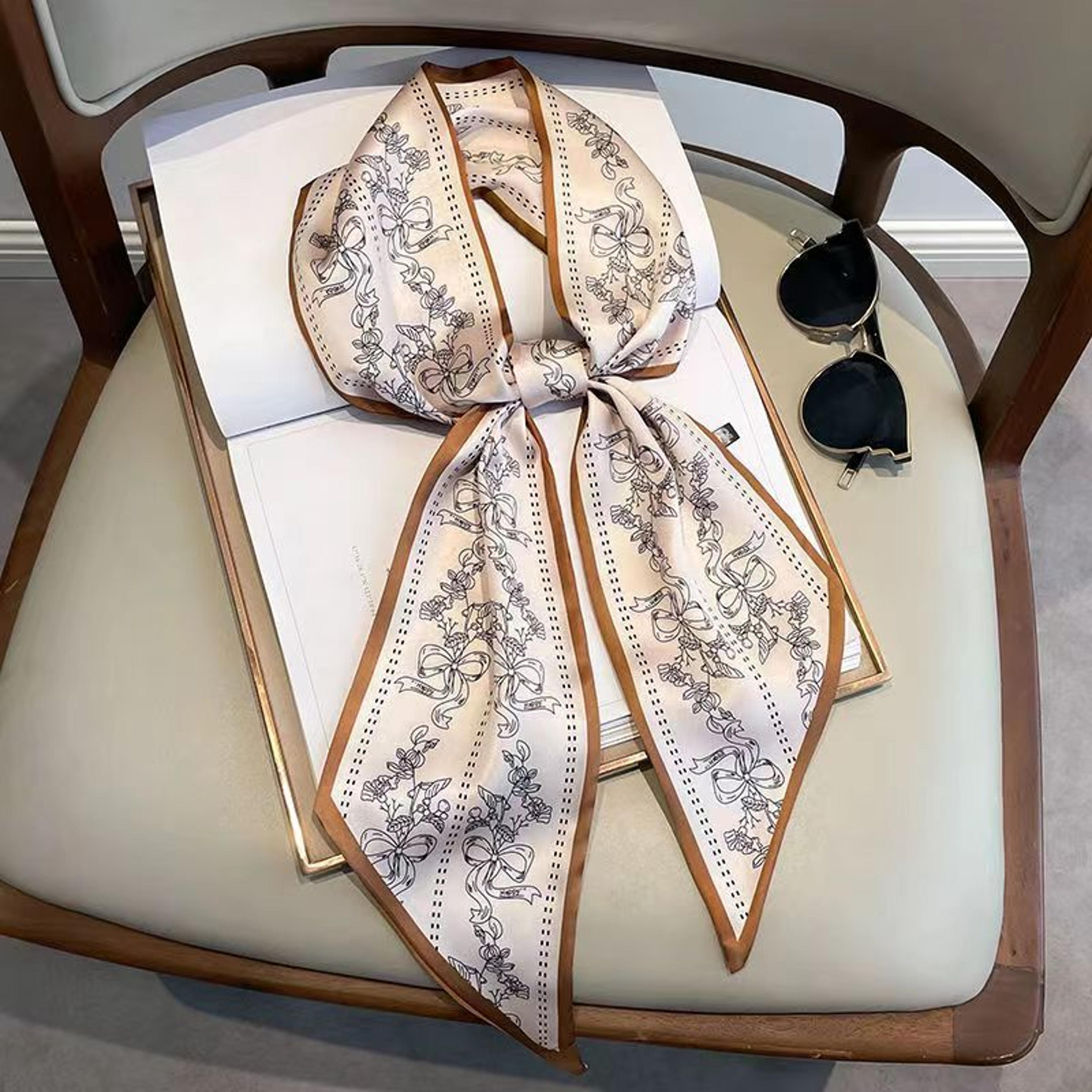 elegant skinny silk scarf satin hair ribbon neck tie headband bag handle scarf for women