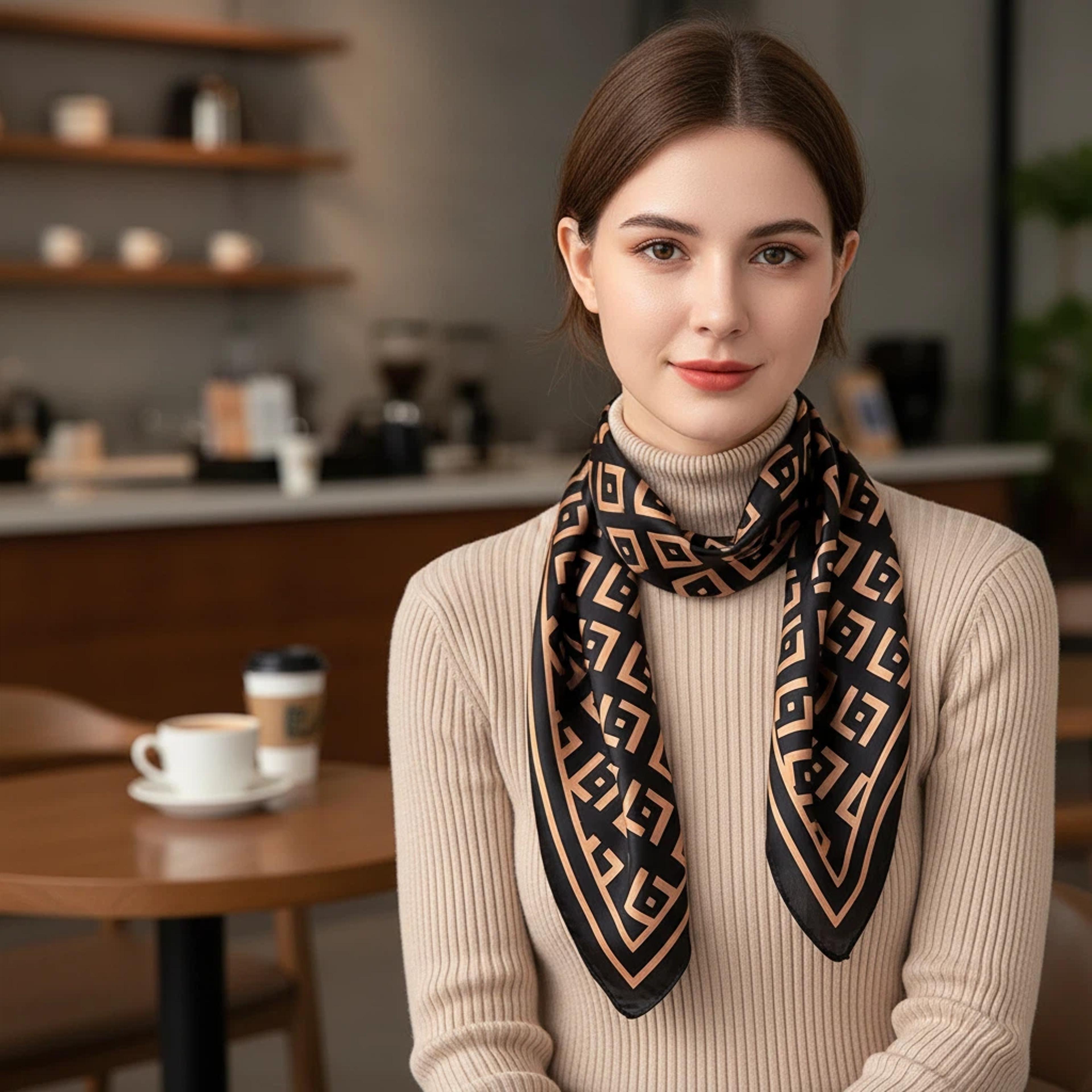 luxury mulberry silk scarf square satin hair & neck wrap for women