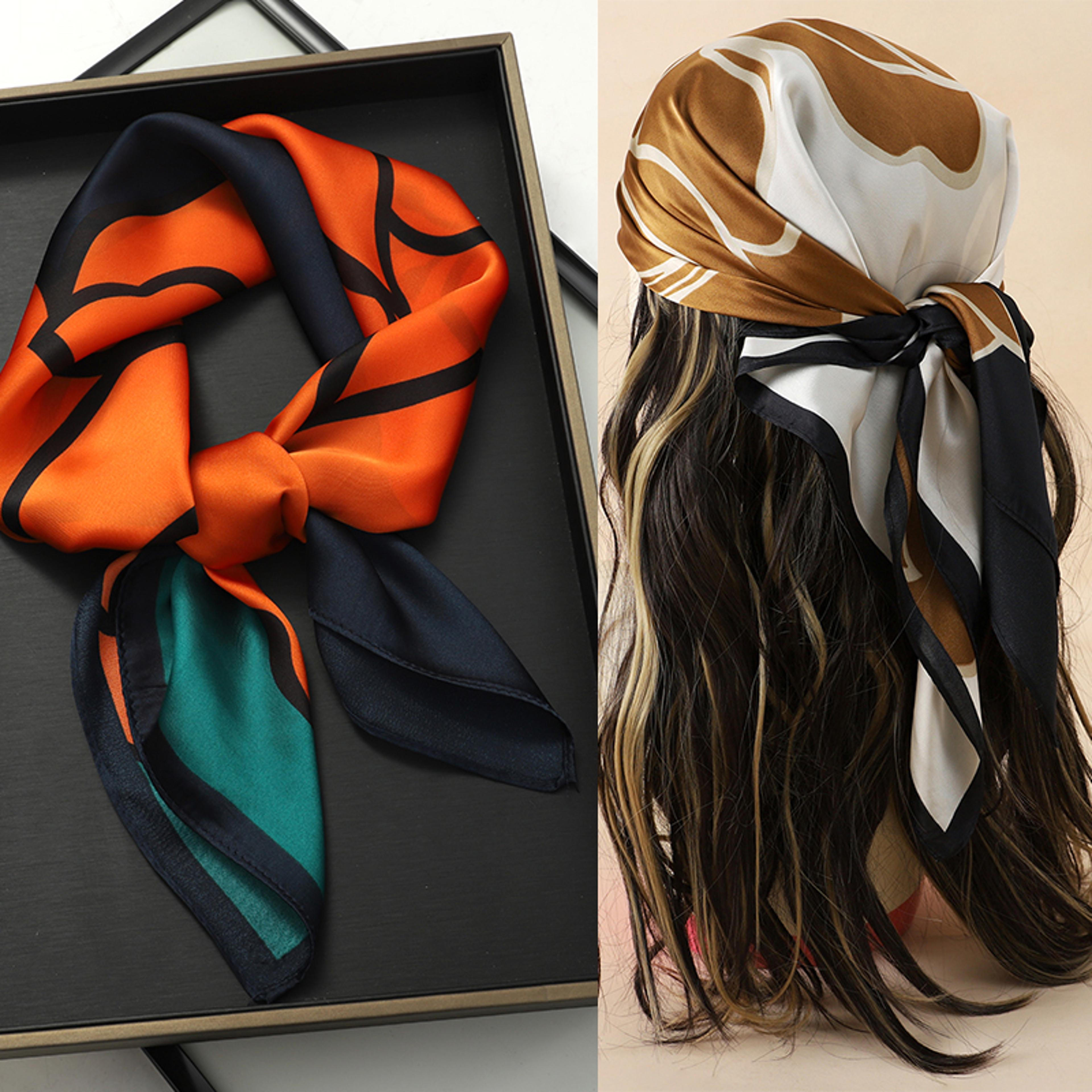 luxury silk square scarf for women floral hair scarf neck wrap bandana