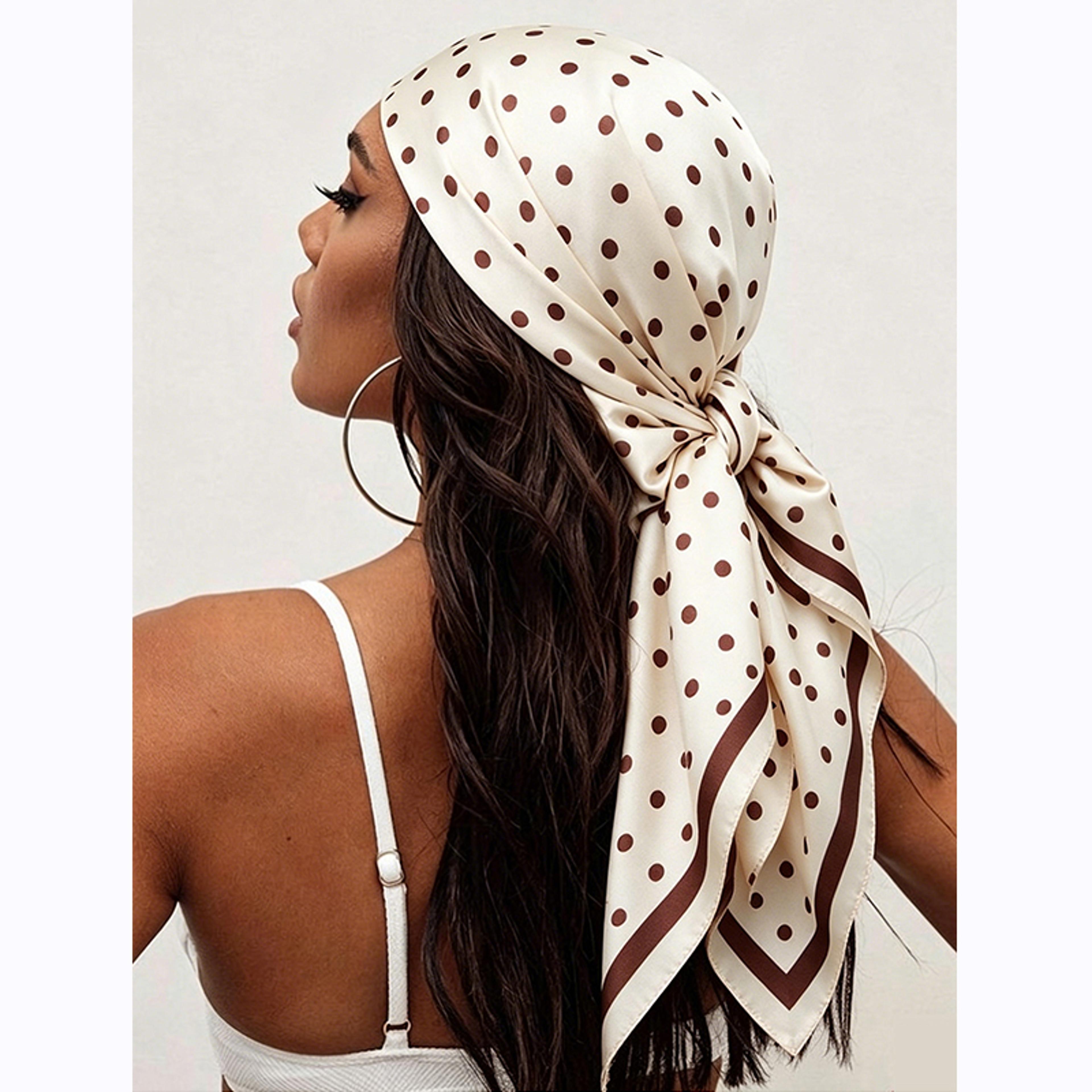 elegant silk satin scarf polka dot square scarf for women hair neck & hijab wrap