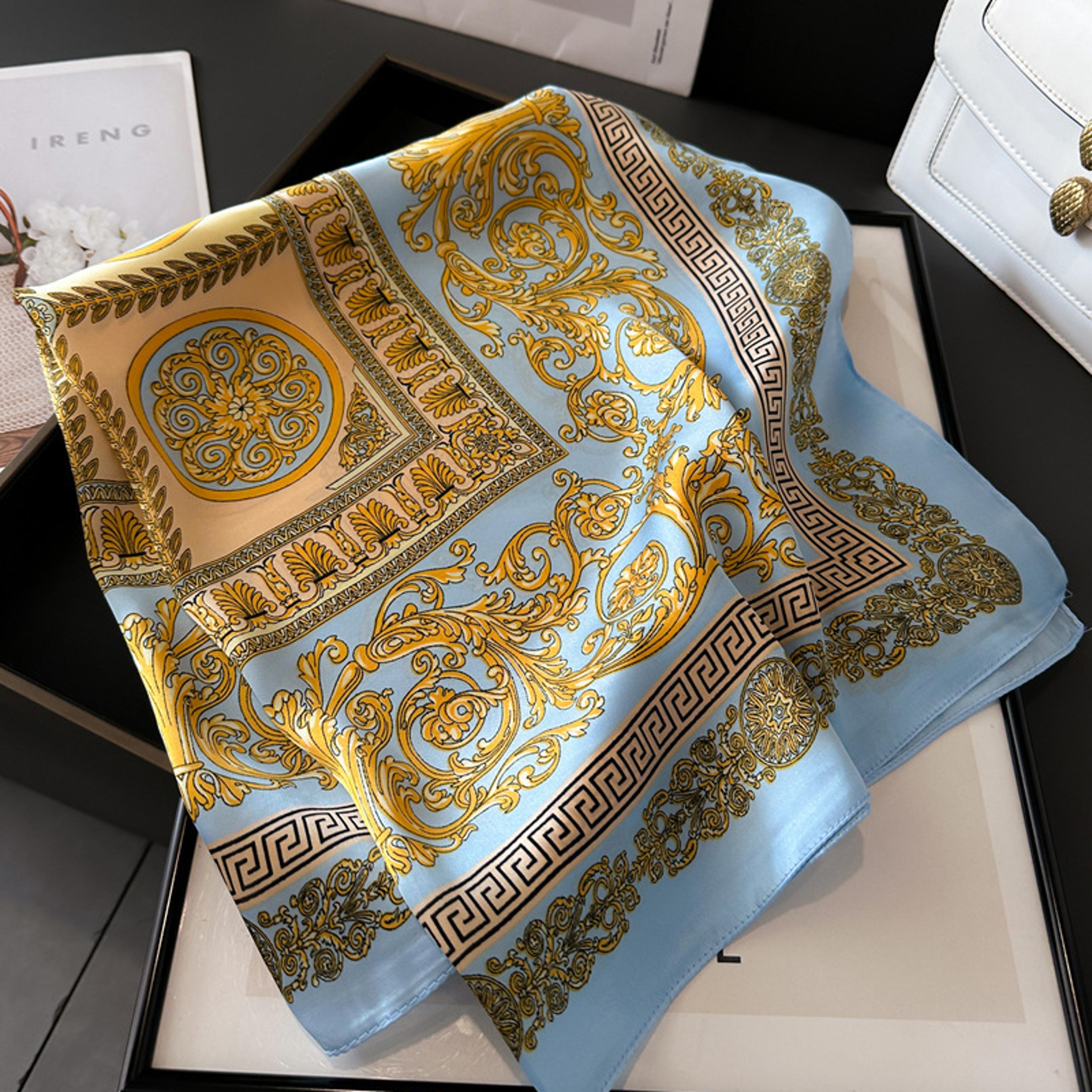 luxury silk square scarf printed satin head scarf for women