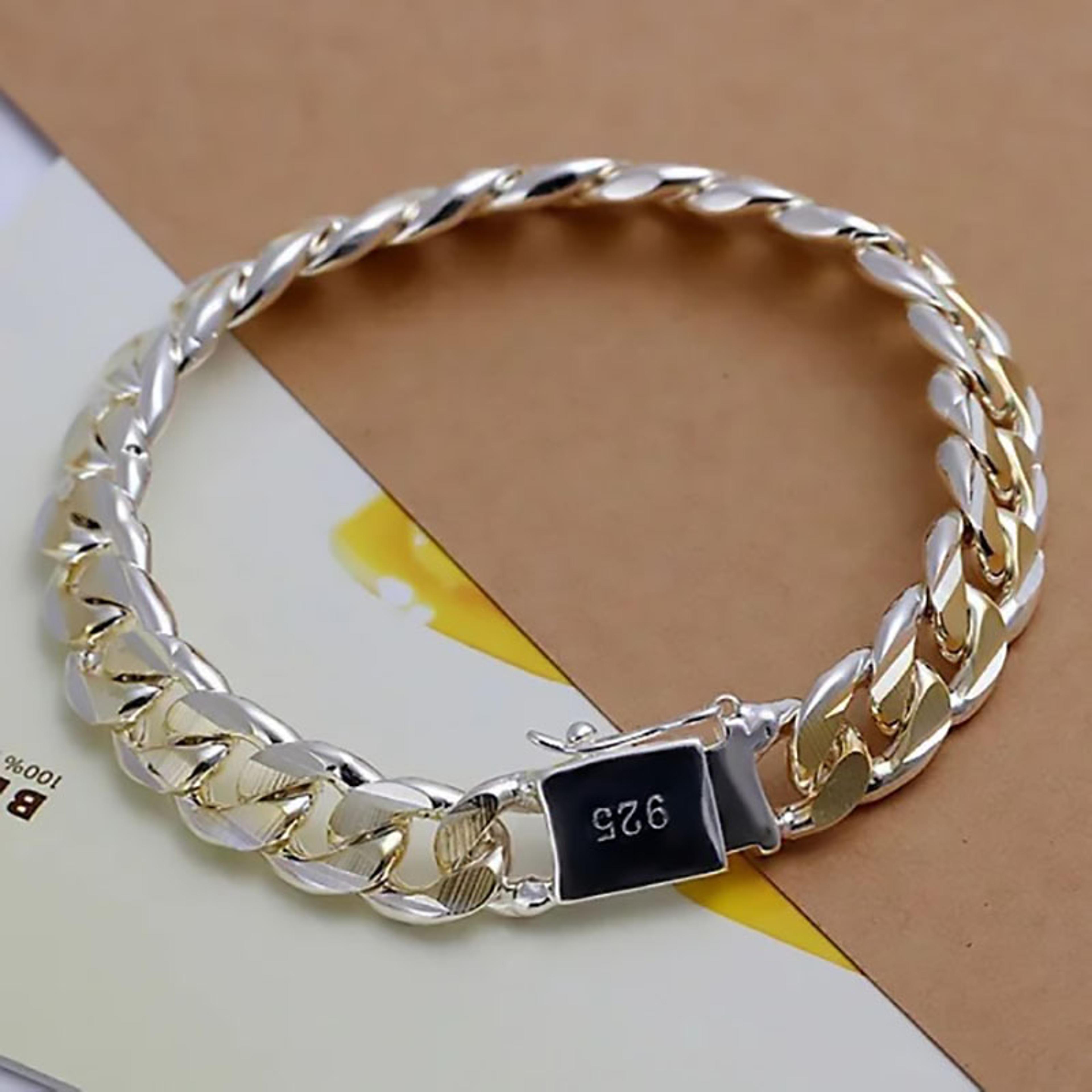 sterling silver chain bracelet for women & men minimalist unisex jewelry gift