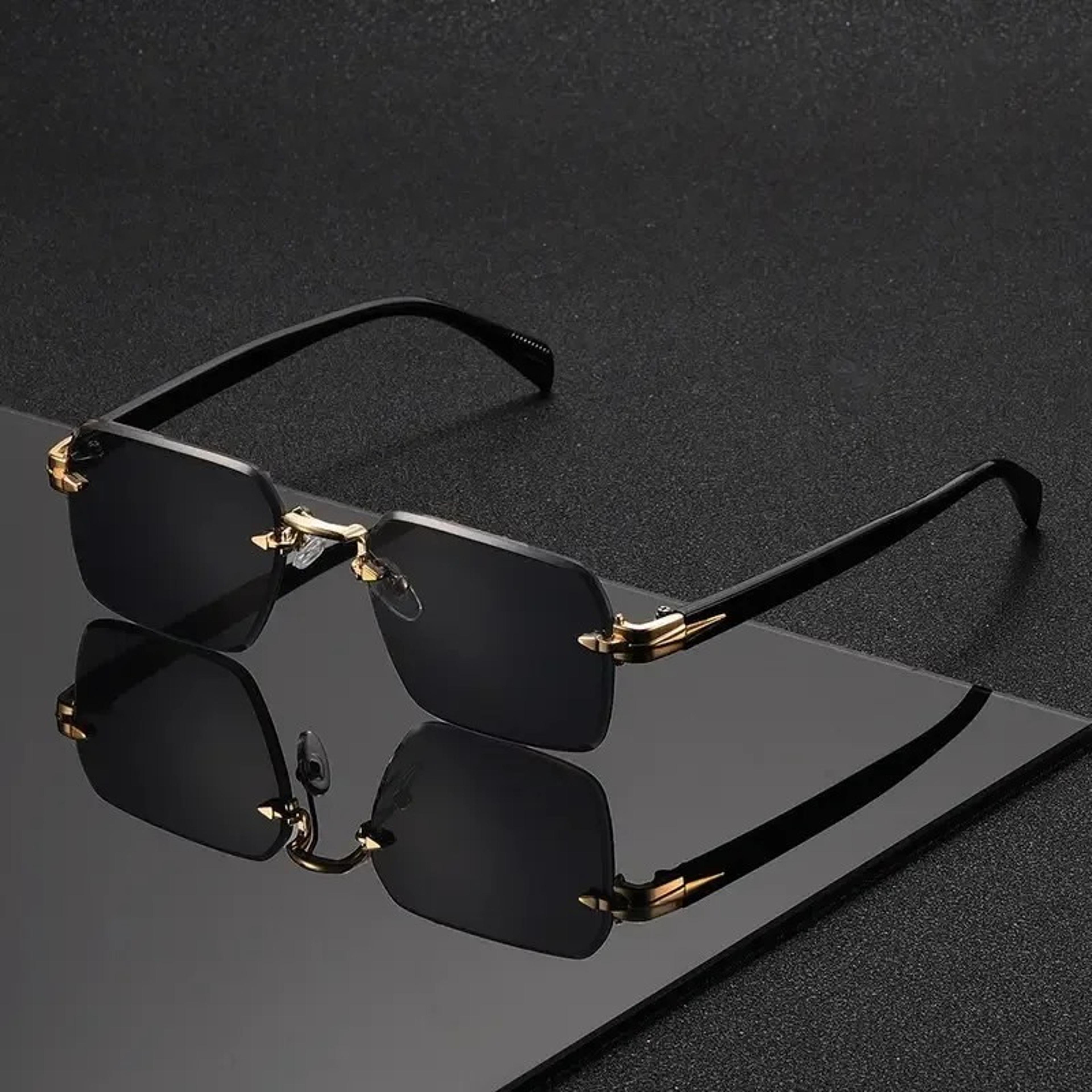 classic rimless rectangle sunglasses with protection for women & men