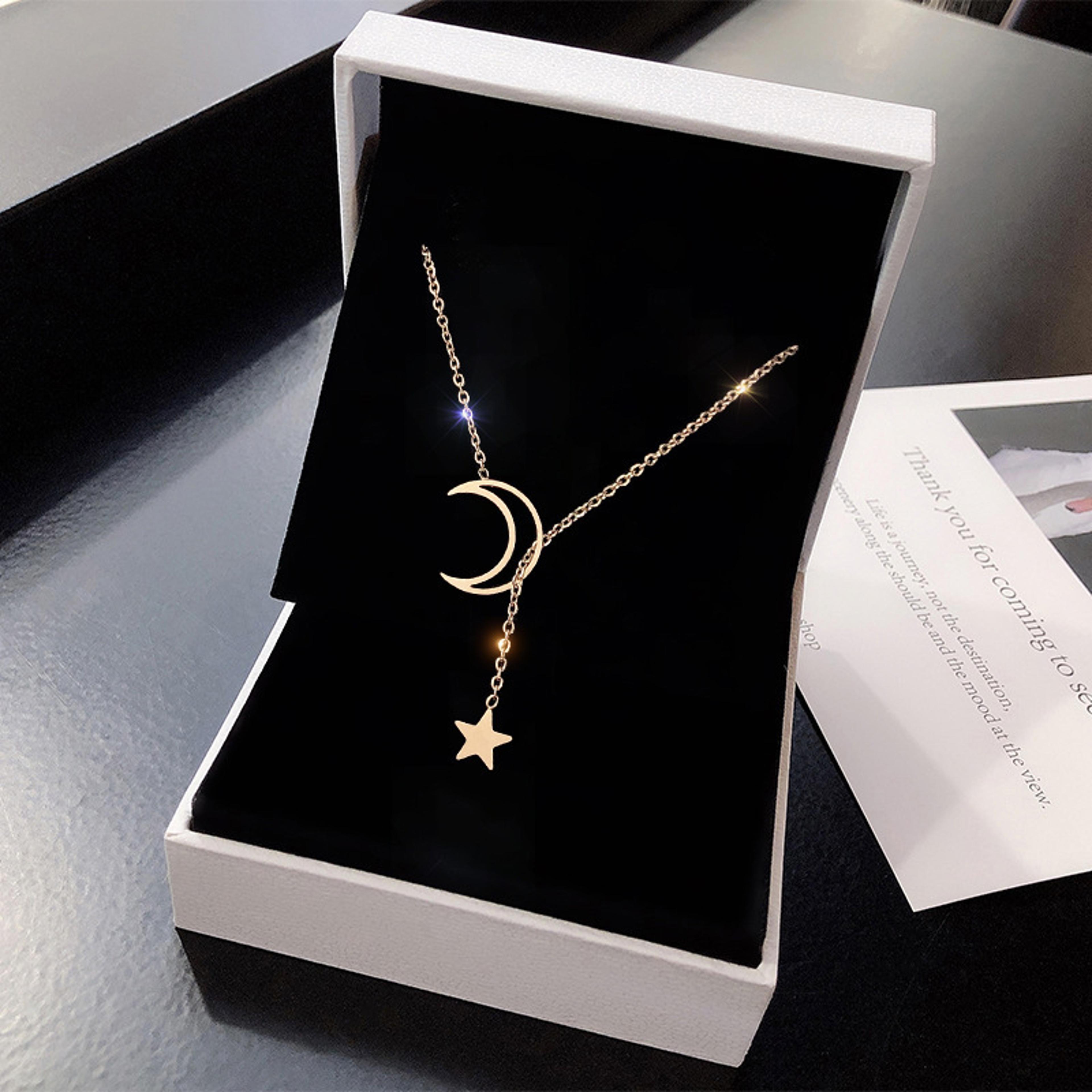 celestial moon star choker necklace elegant gold pendant necklace for women