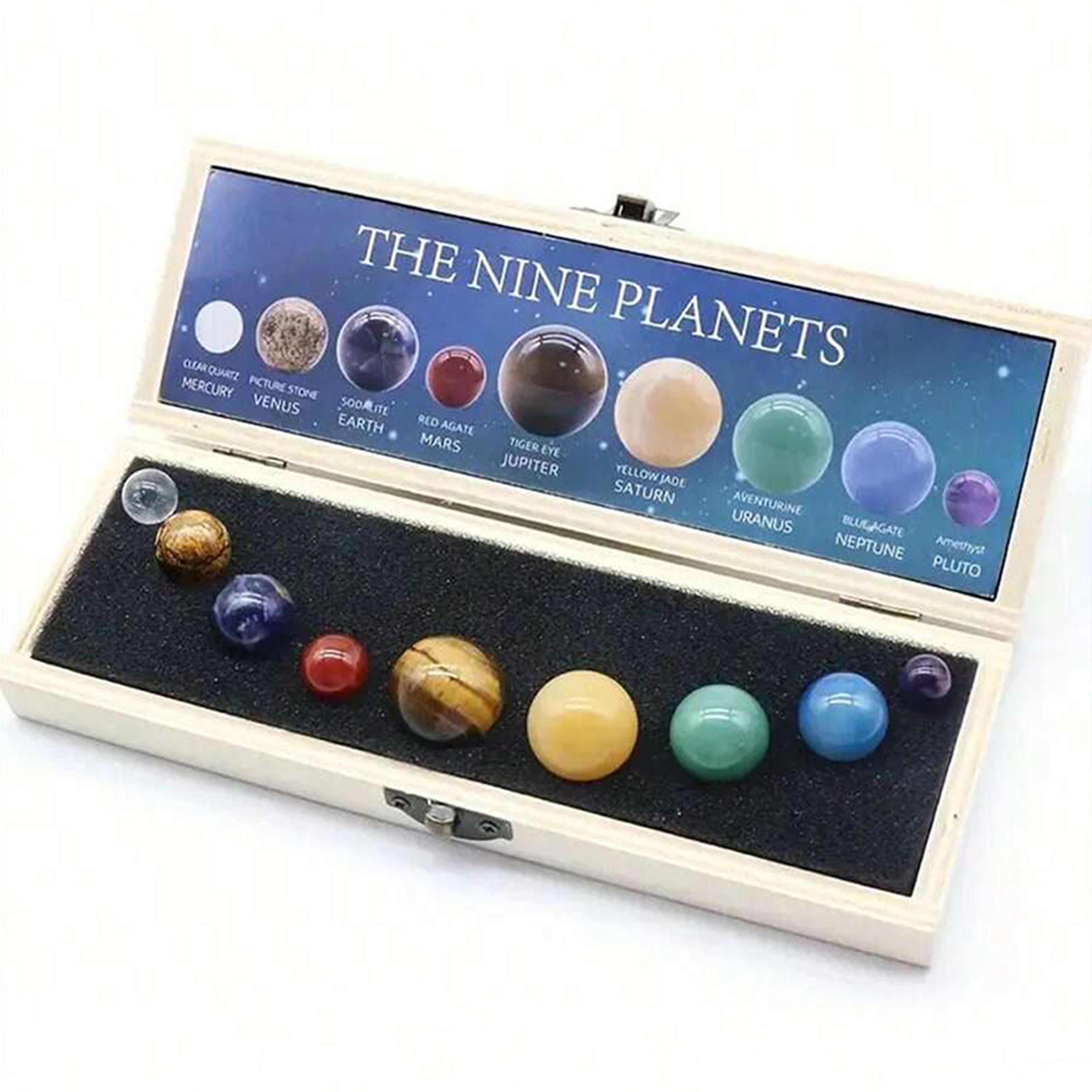 solar system crystal set with natural gemstone planet spheres for home office decor
