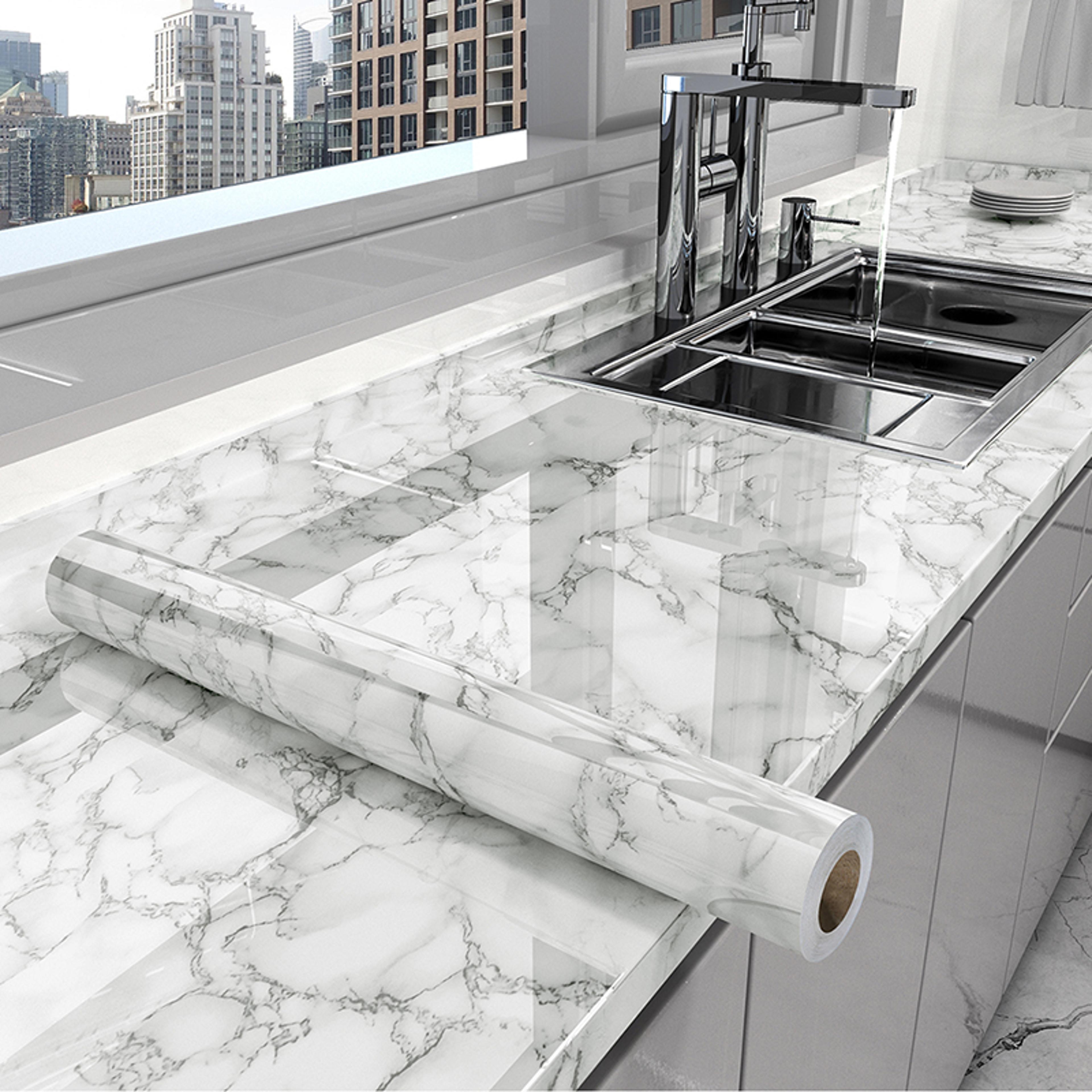 marble kitchen countertop sticker self adhesive waterproof contact paper for cabinets & walls