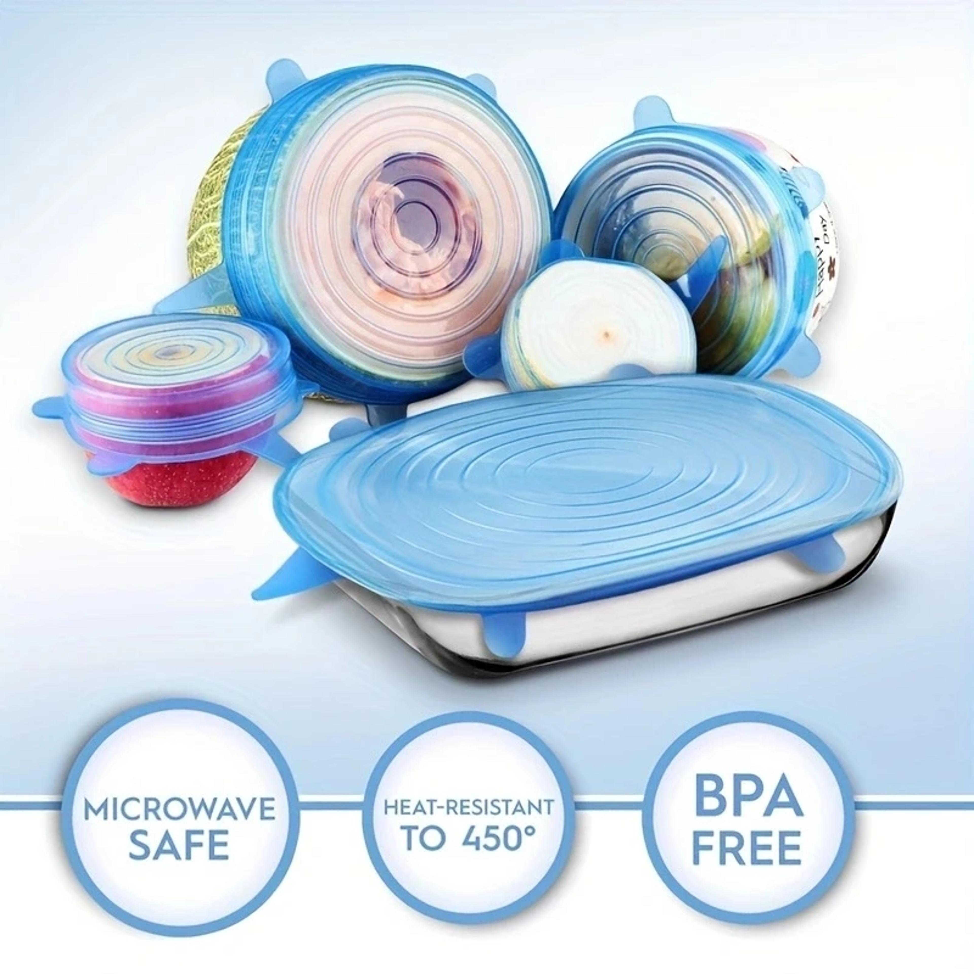 silicone stretch lids reusable food covers for bowls cans & containers airtight kitchen set