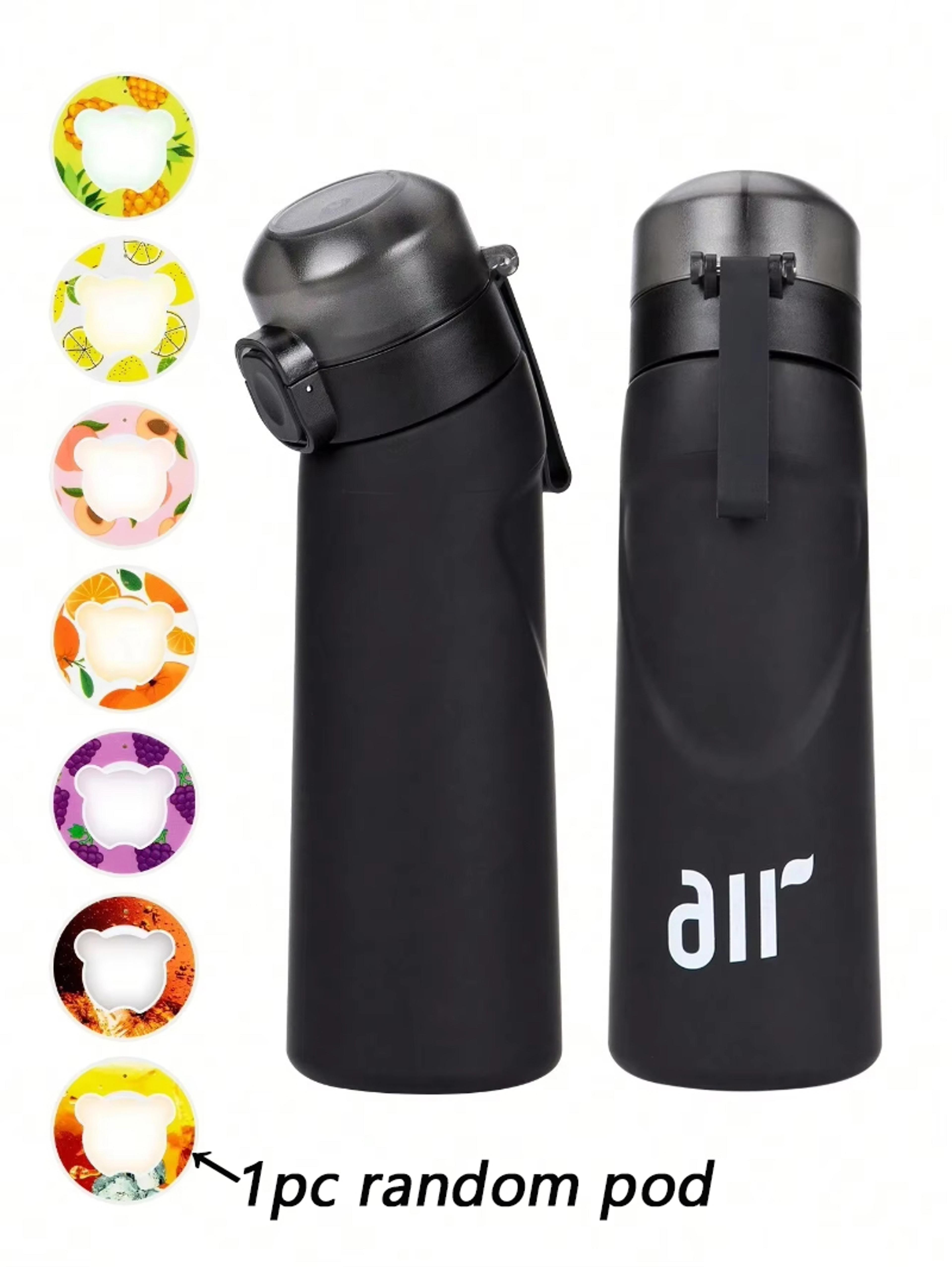 flavor water bottle with scent pods leakproof air water bottle with straw for sports & travel