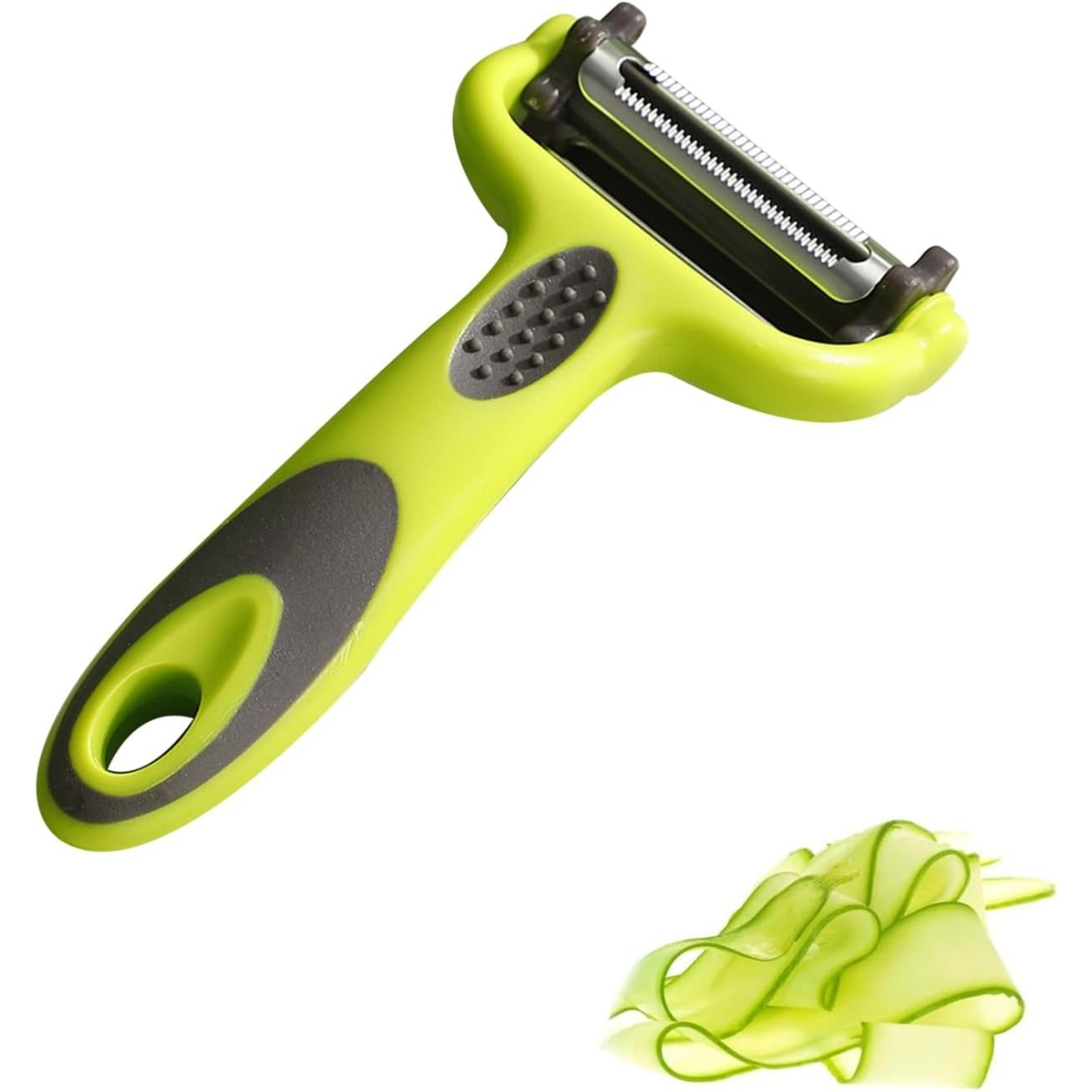 multifunction vegetable peeler with julienne and serrated blades