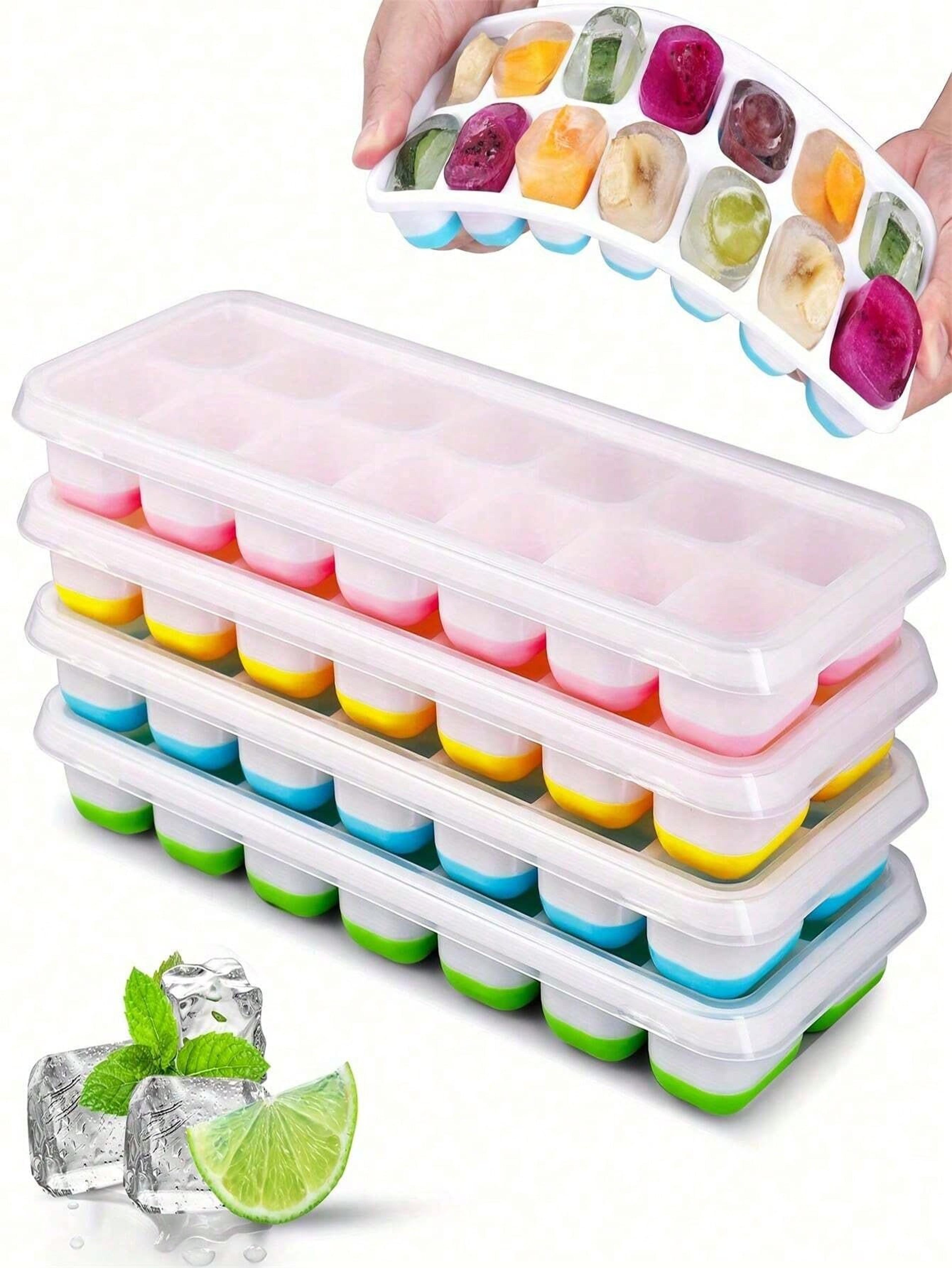 easy release silicone ice cube tray with lid cavity stackable bpa free ice mold set