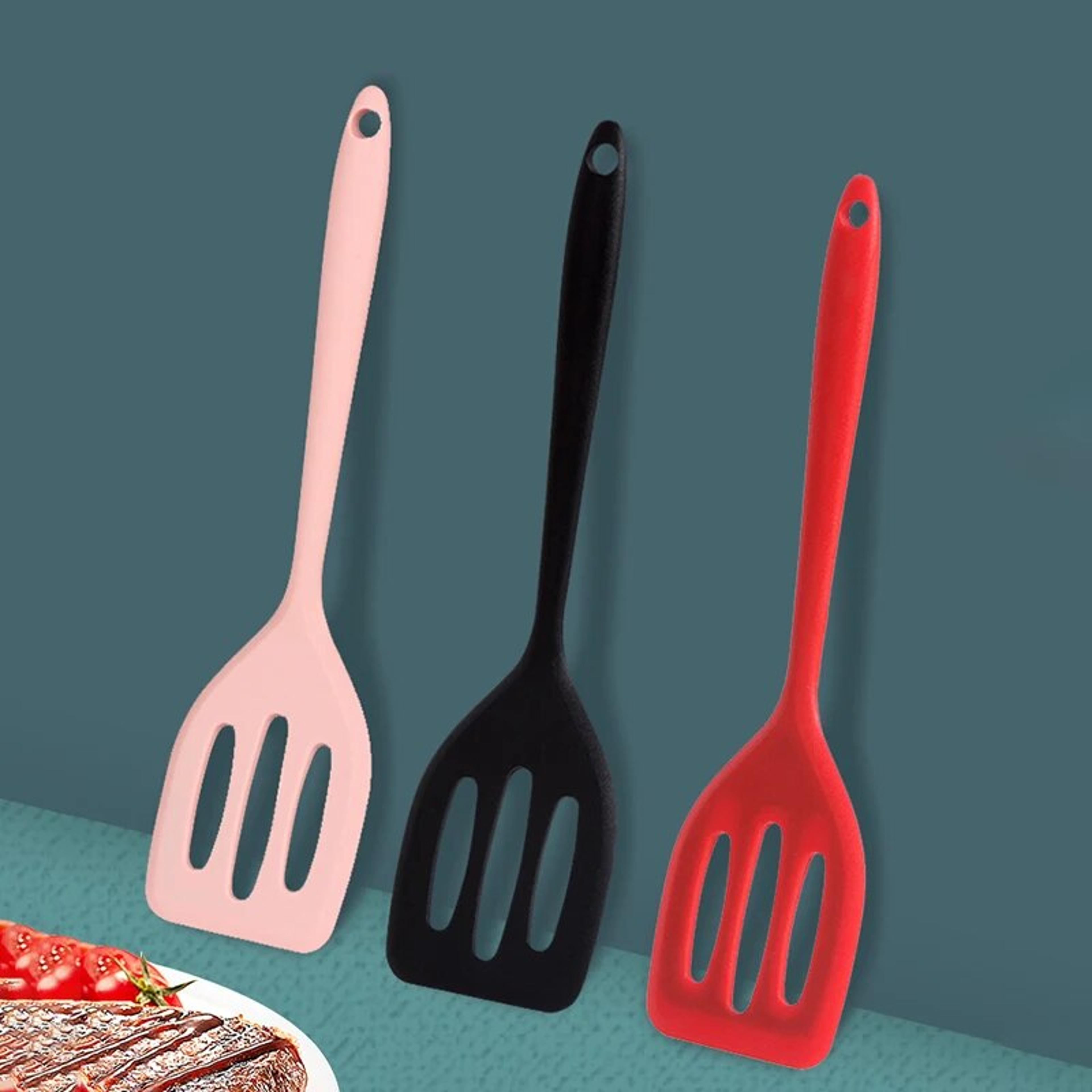 heat resistant silicone spatula for non stick pans flat cooking turner