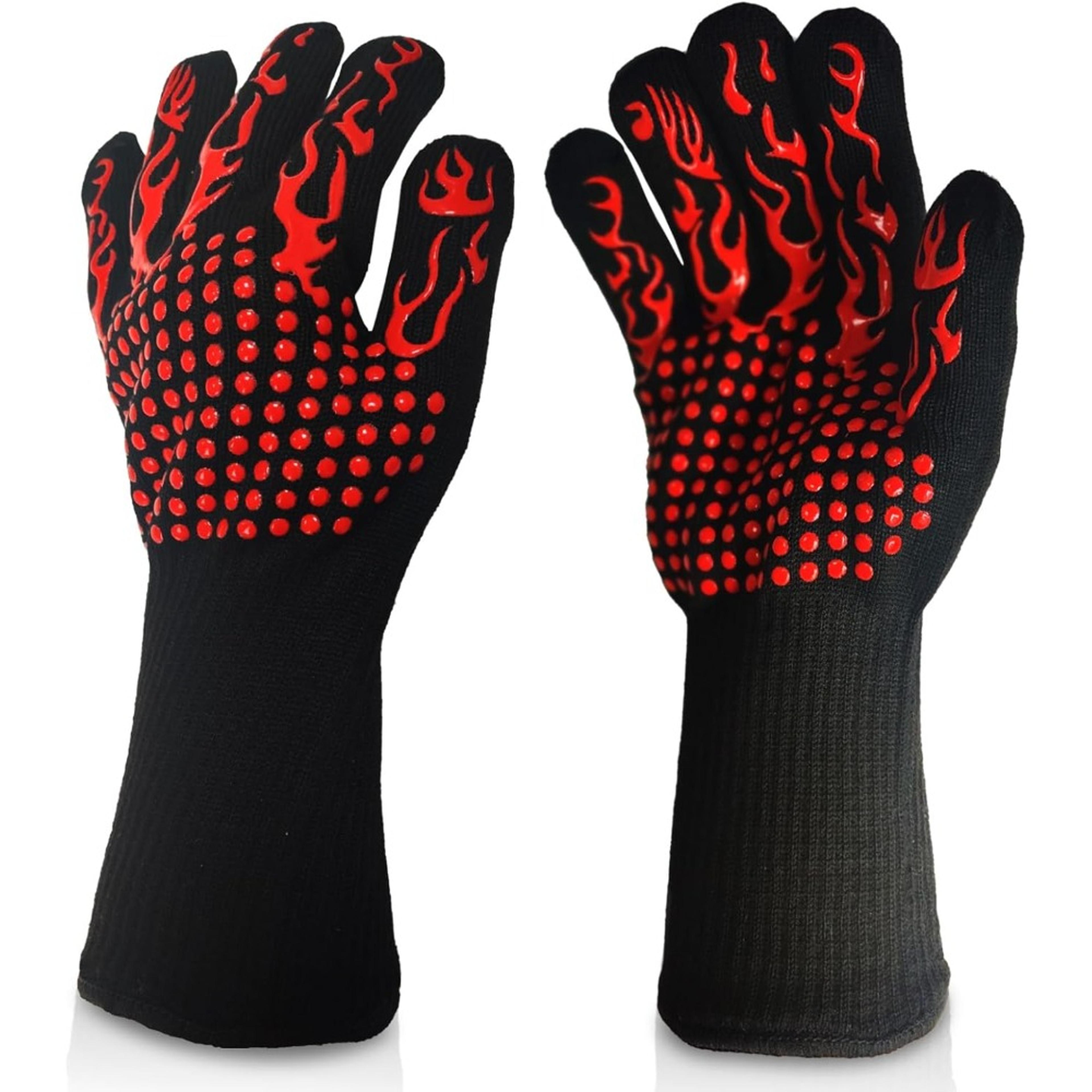 fireshield bbq gloves heat resistant grill & oven gloves with non slip silicone grip