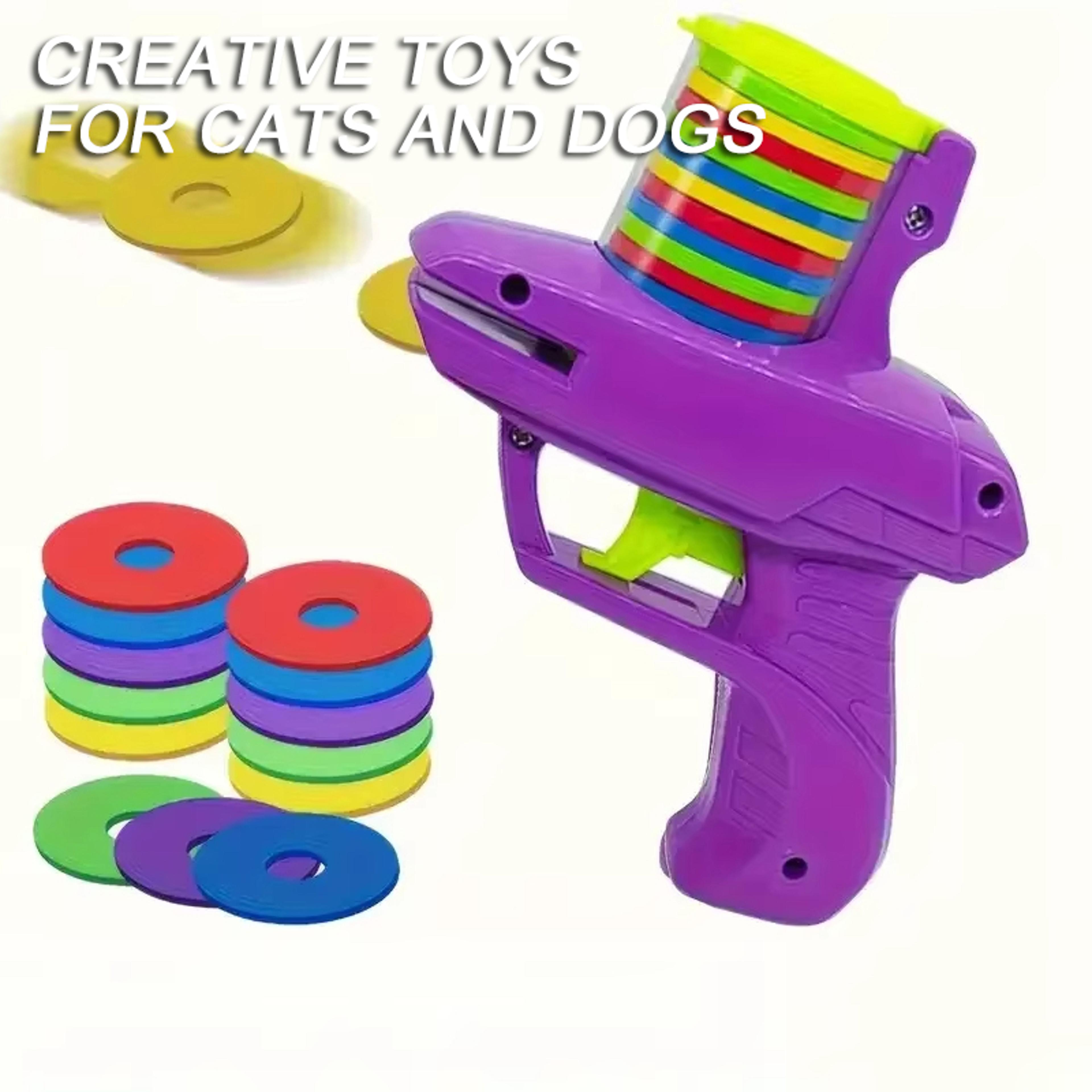 interactive cat toy turnip foam disc launcher with reusable discs for cats & small dogs