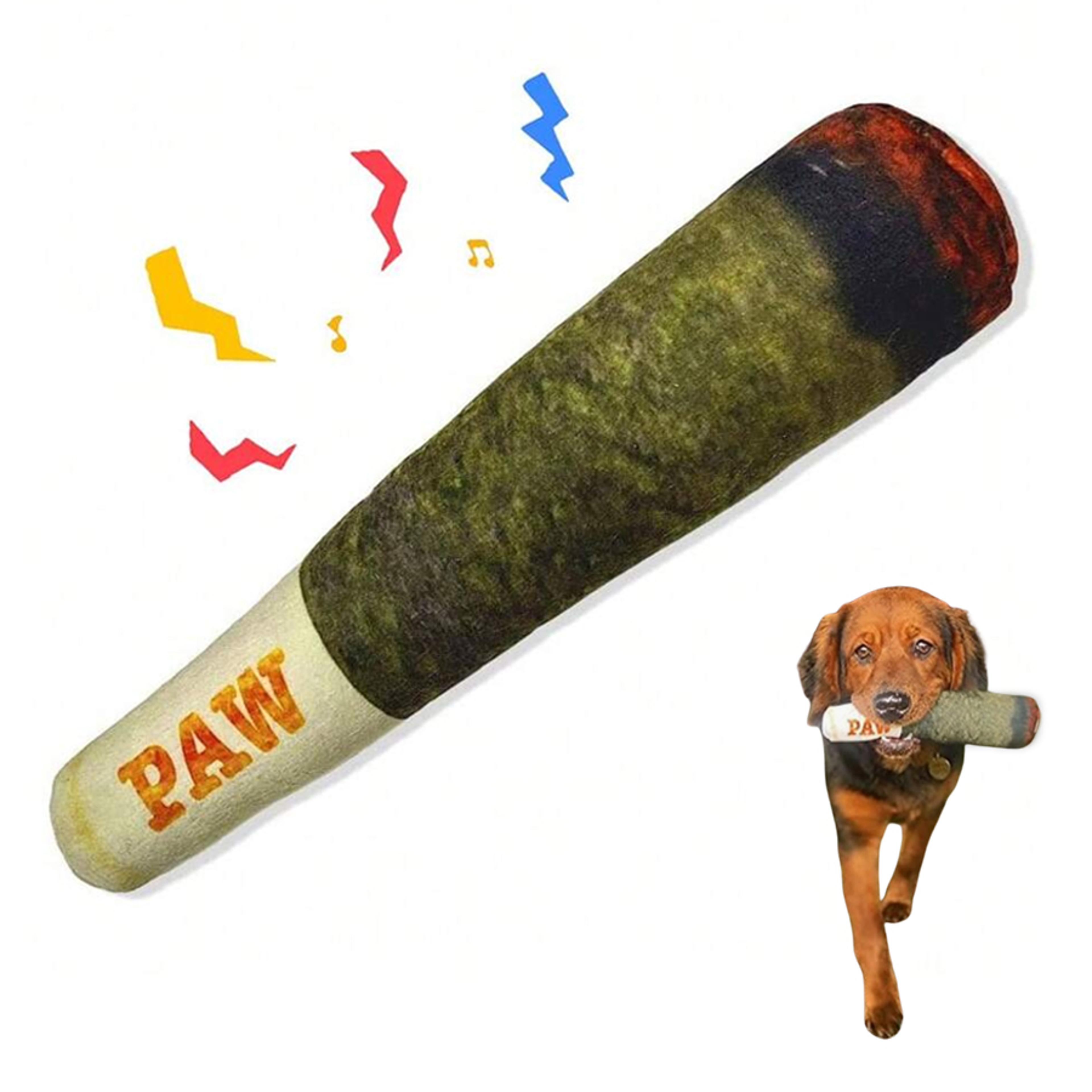 funny squeaky dog toy plush cigar interactive dog chew toy for small & medium dogs