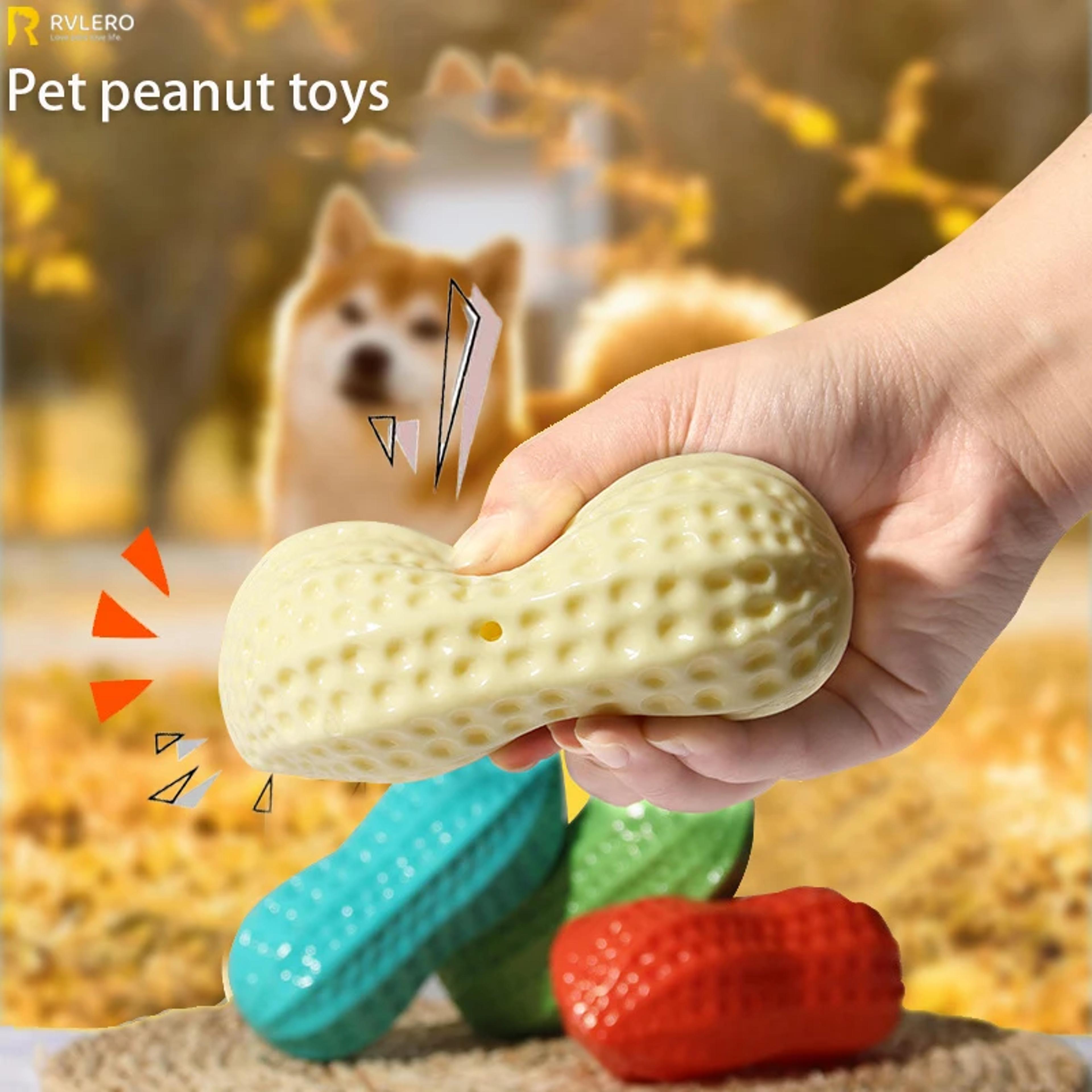 peanut squeak dog chew toy for dental cleaning & interactive play