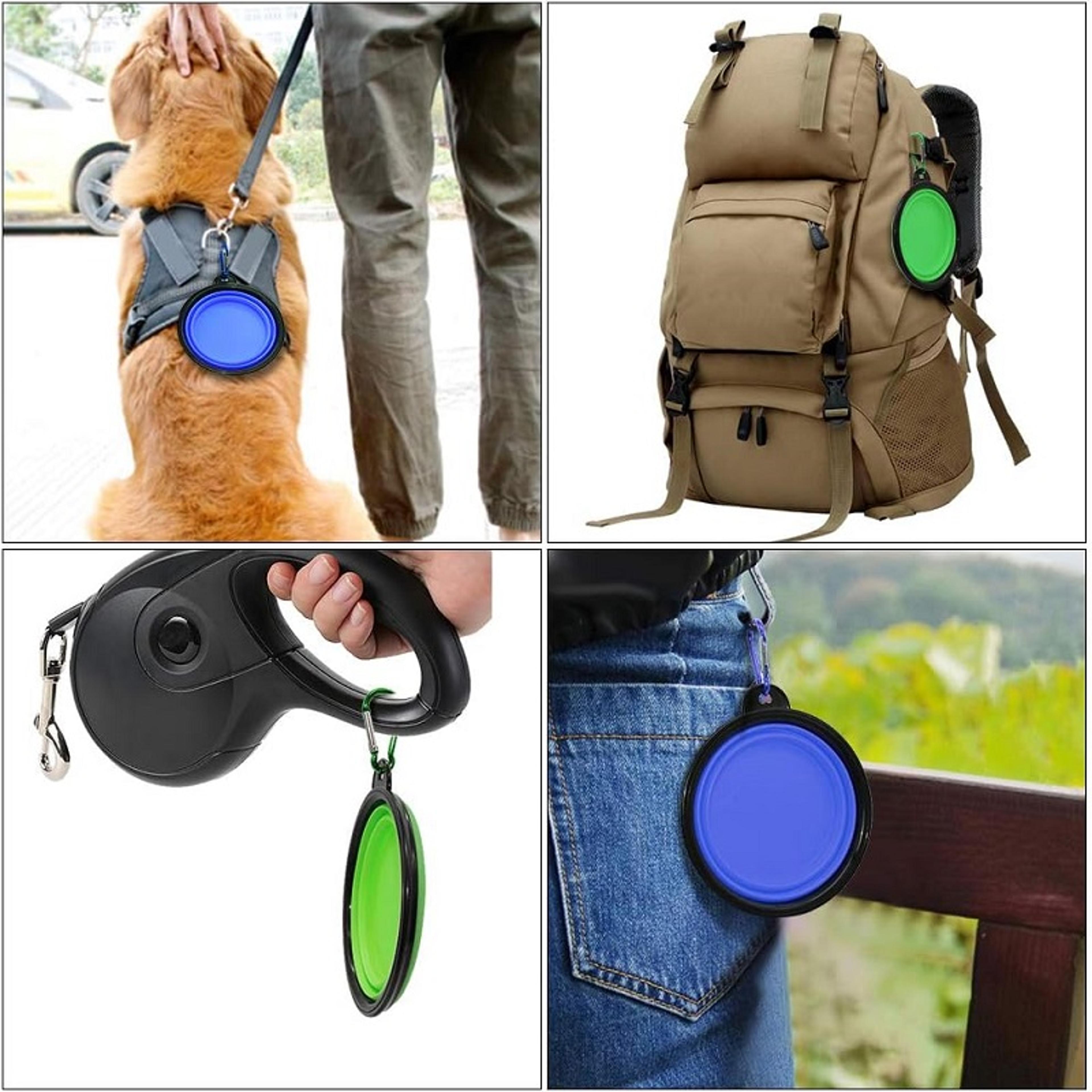 portable dog water bottle & travel dog bowl silicone pet feeder with carabiner