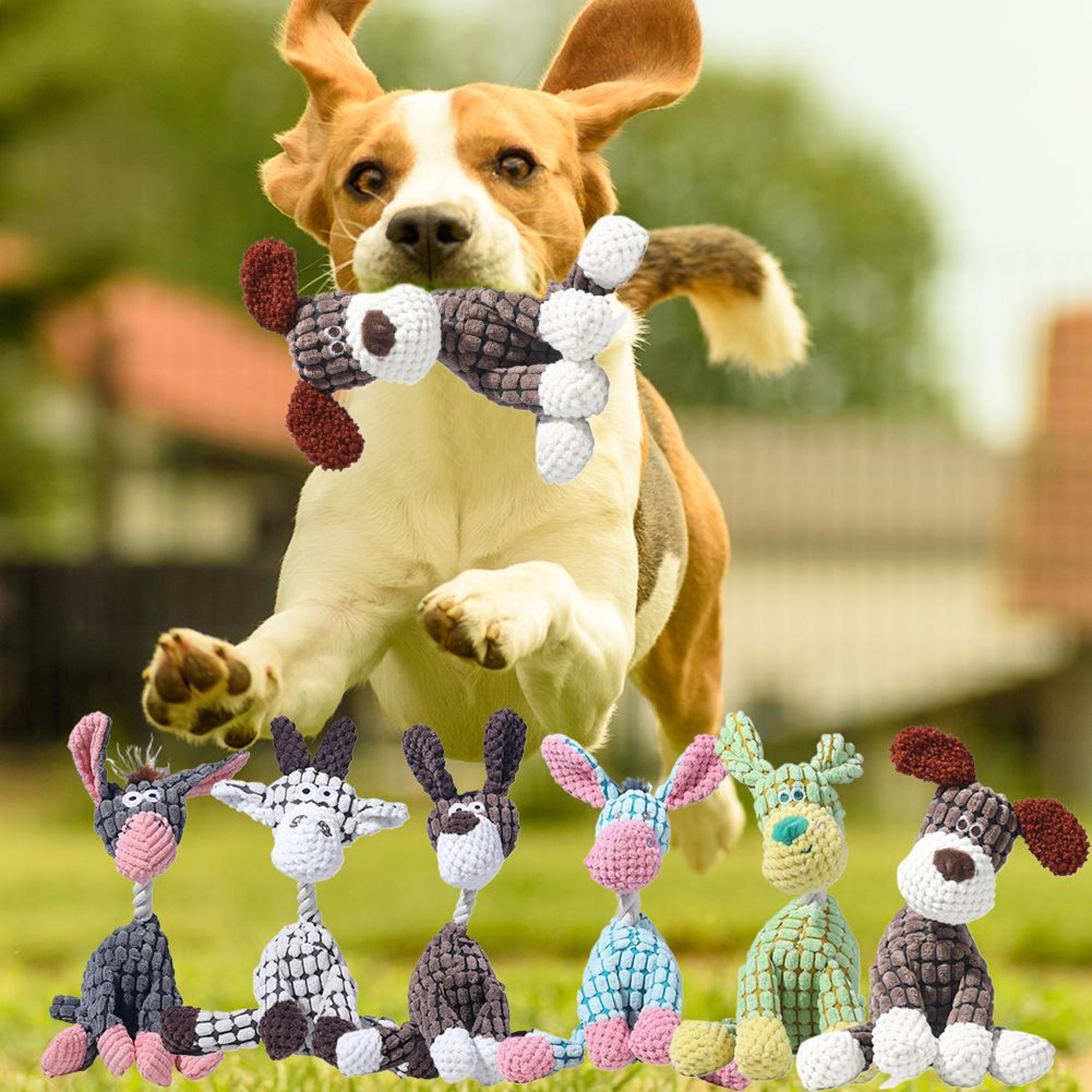 interactive puppy chew toy plush squeaky dog toy for small dogs cute donkey teething toy