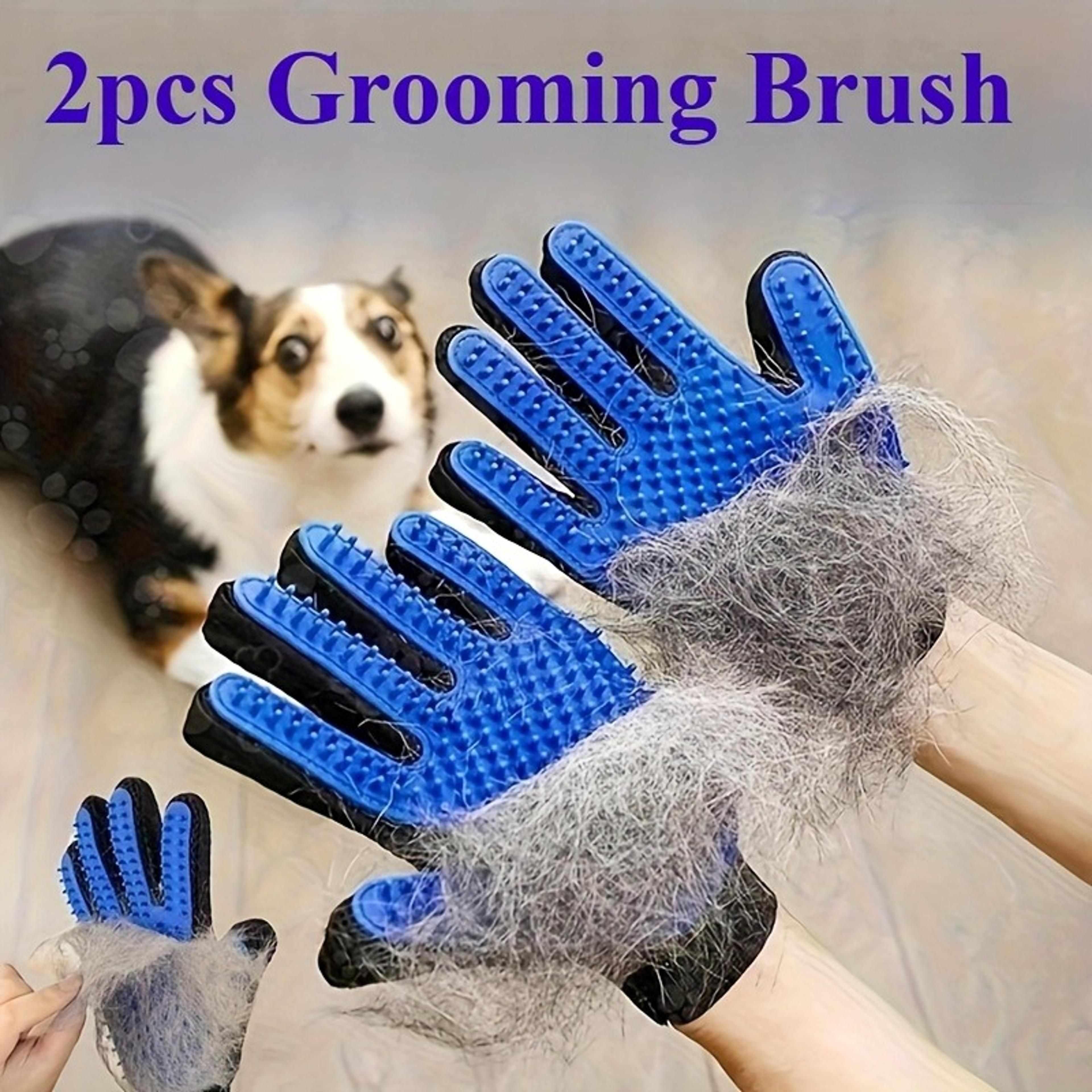 pet grooming gloves for dogs & cats silicone deshedding glove & massage brush set