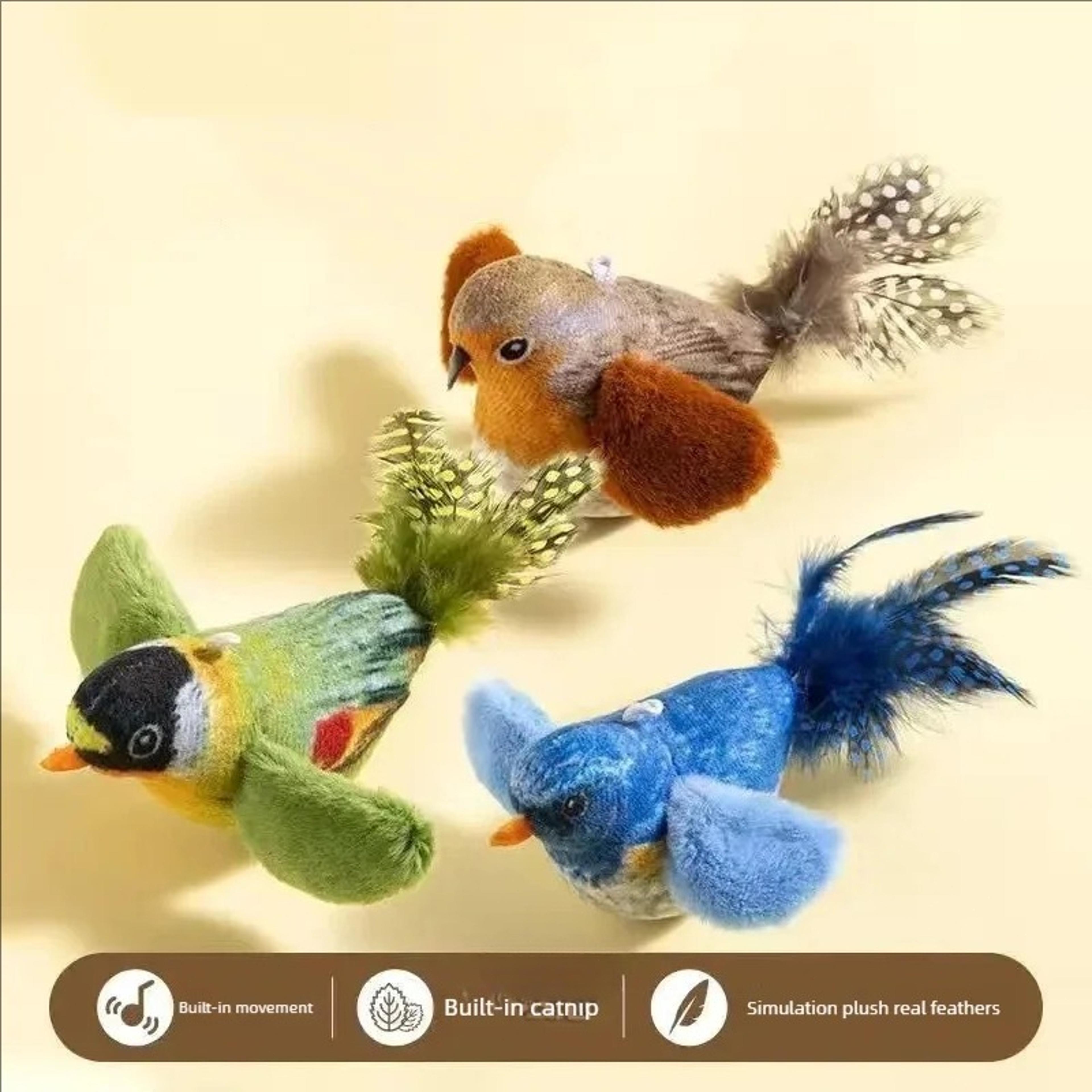 realistic interactive cat toy chirping bird cat toy plush for indoor cats