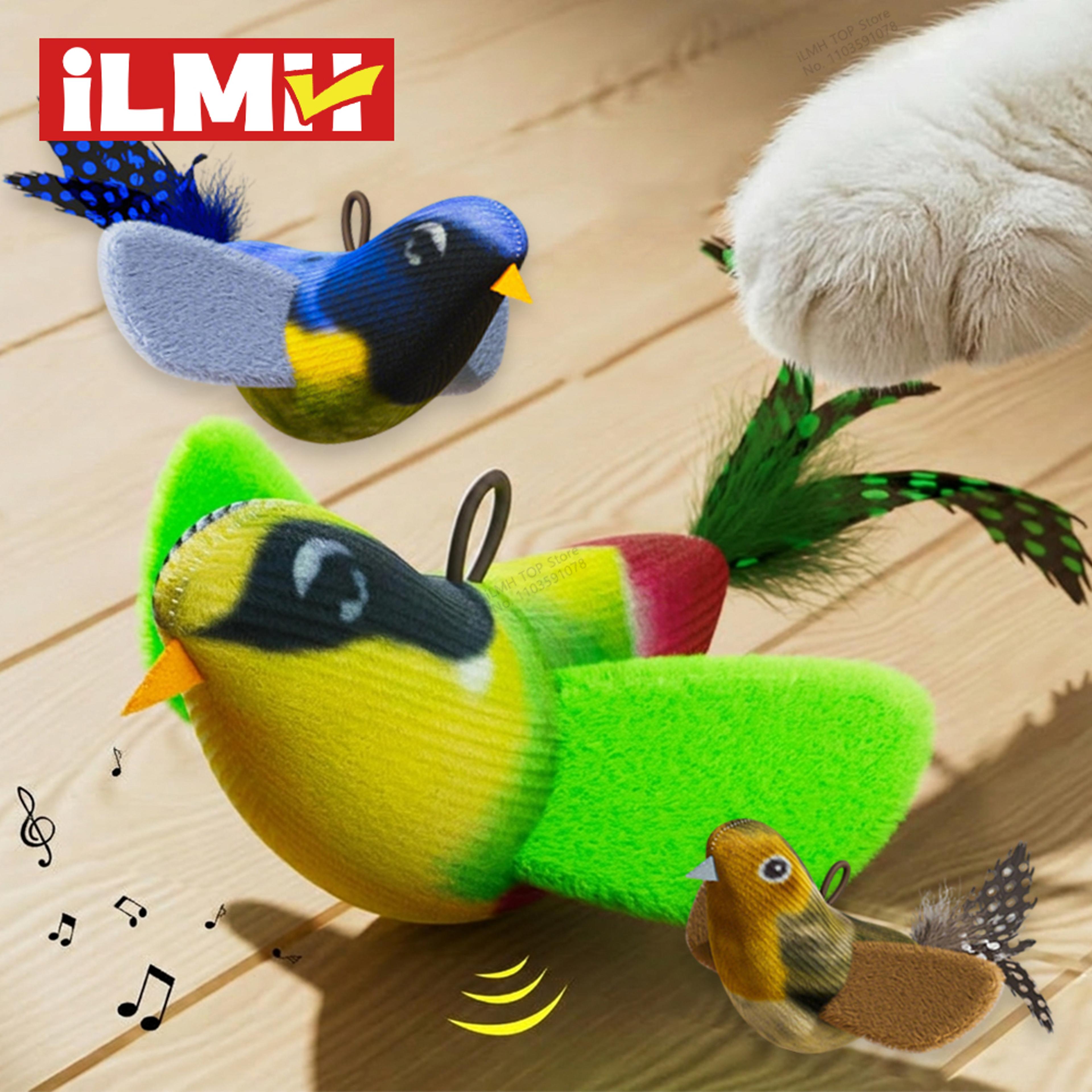 interactive cat bird toy wall hanging cat teaser toy with sound & catnip