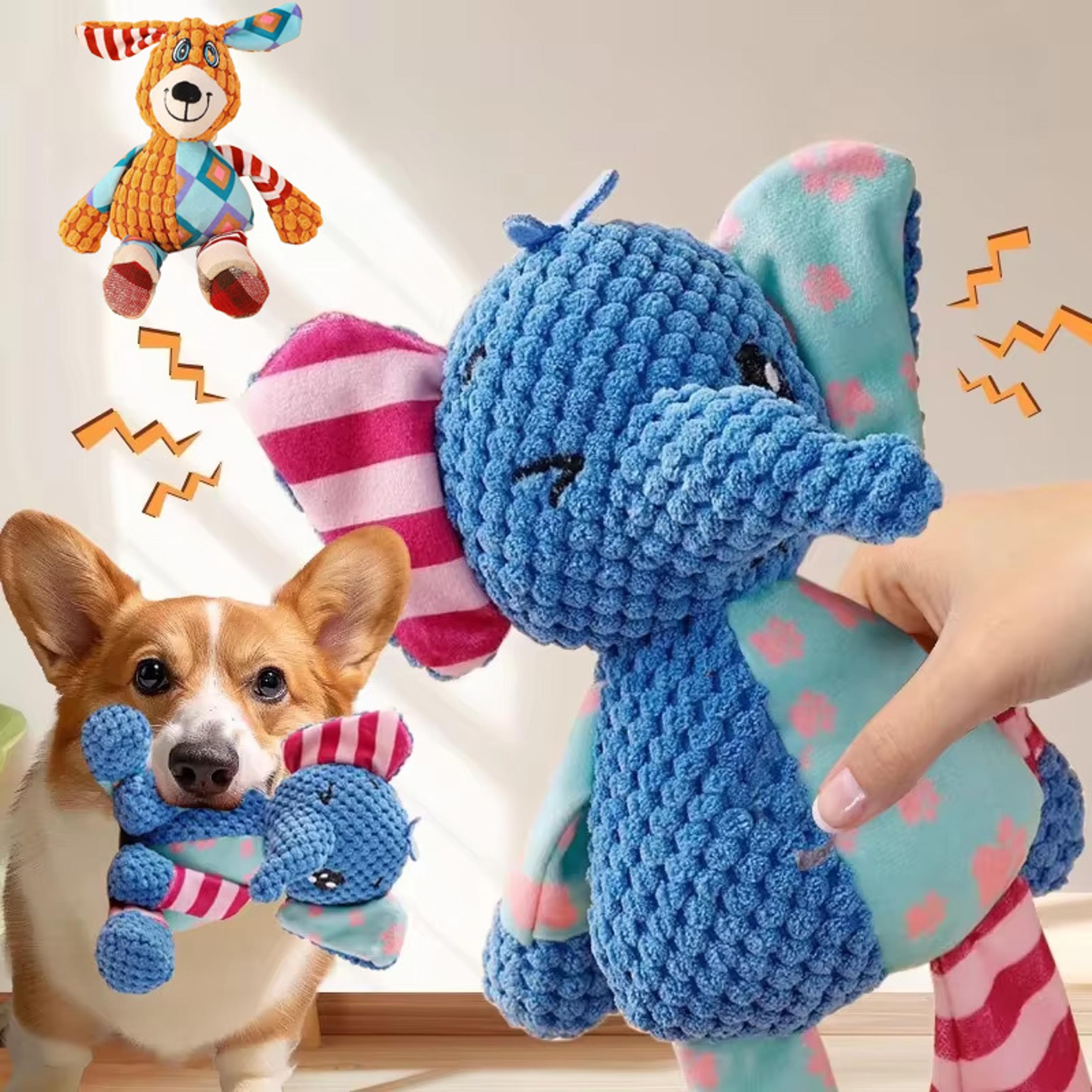 interactive dog chew toy plush squeaky animal toy for teeth cleaning & play
