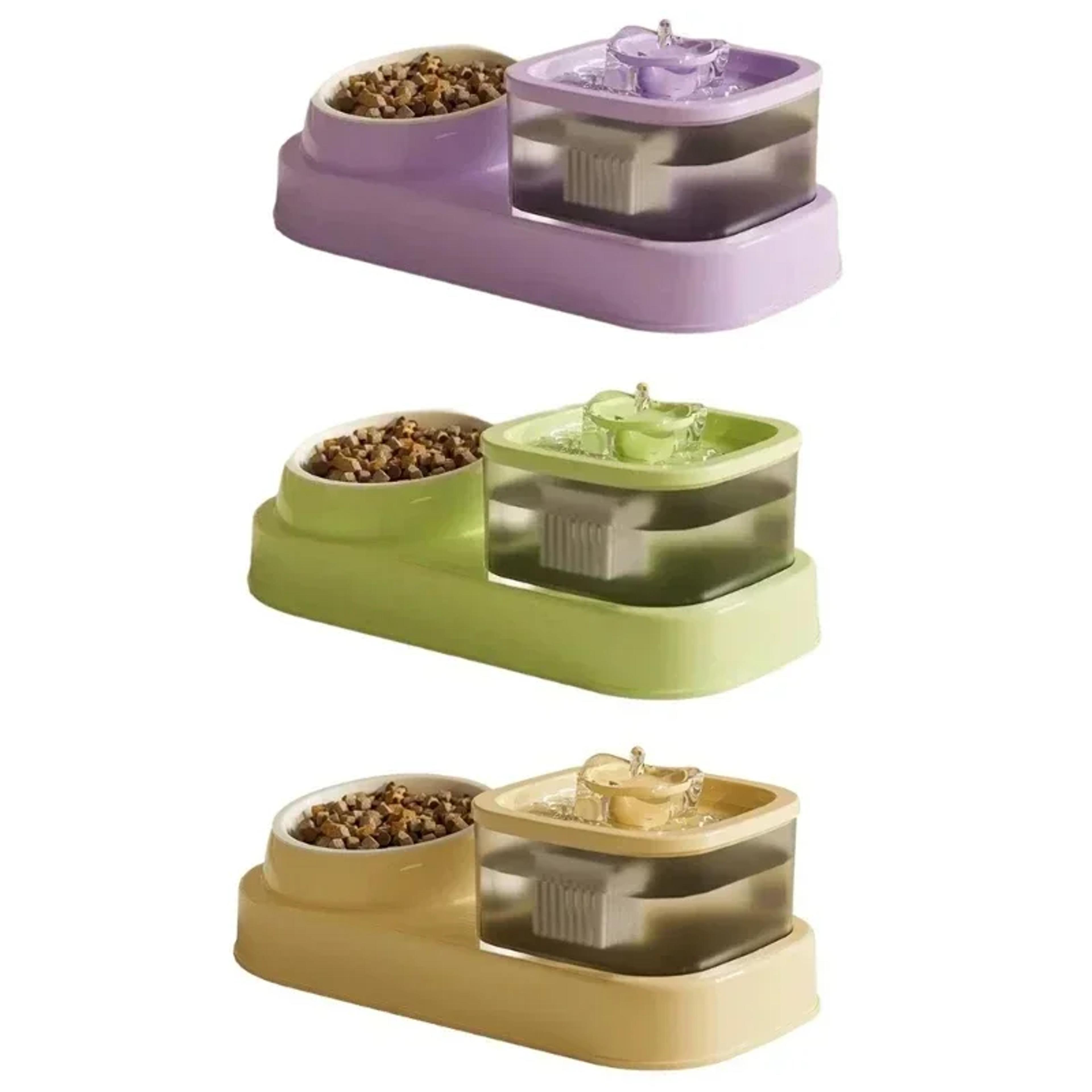 cat water fountain double pet bowl with automatic water dispenser