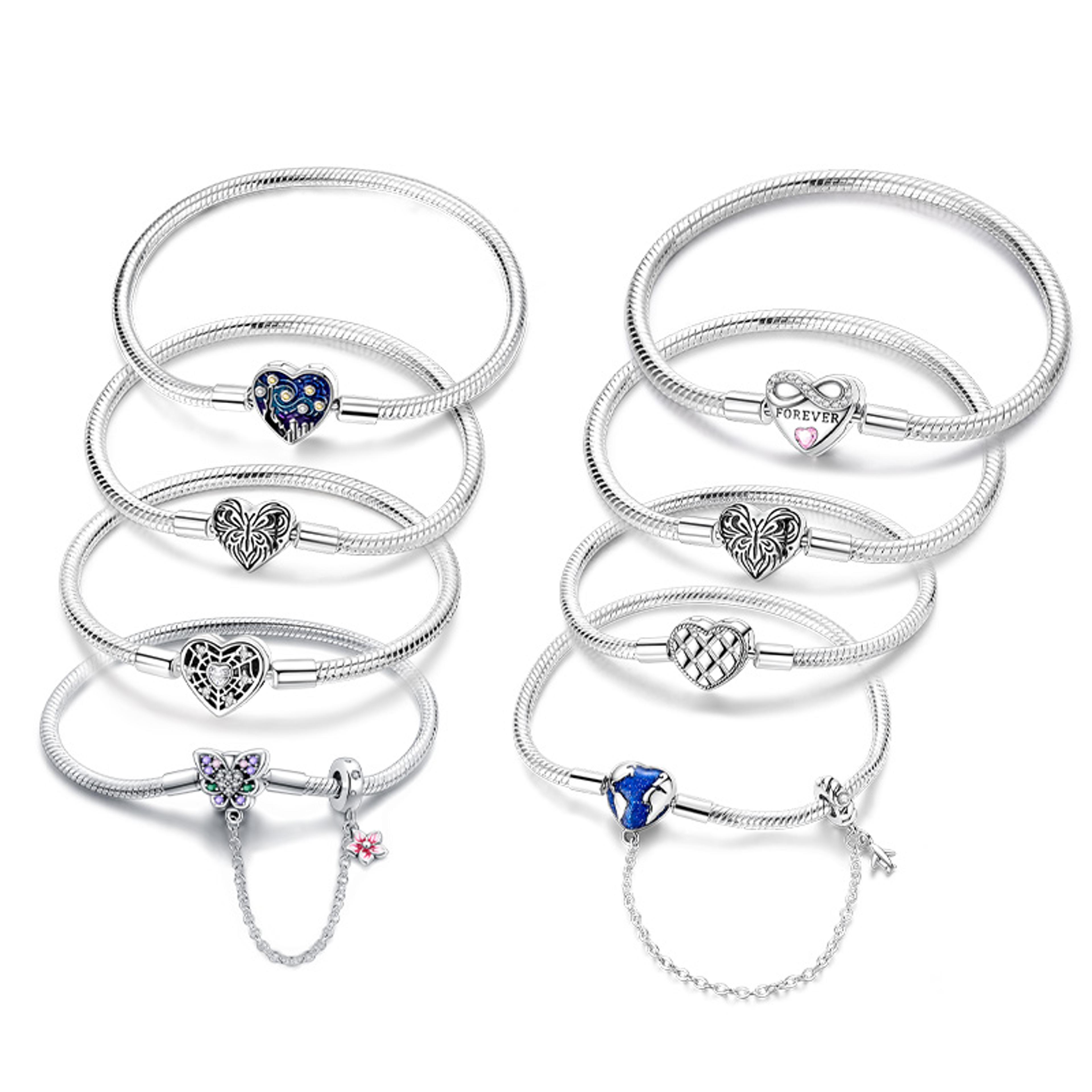 sparkling sterling silver bracelet with heart zircon charm for women silver gift