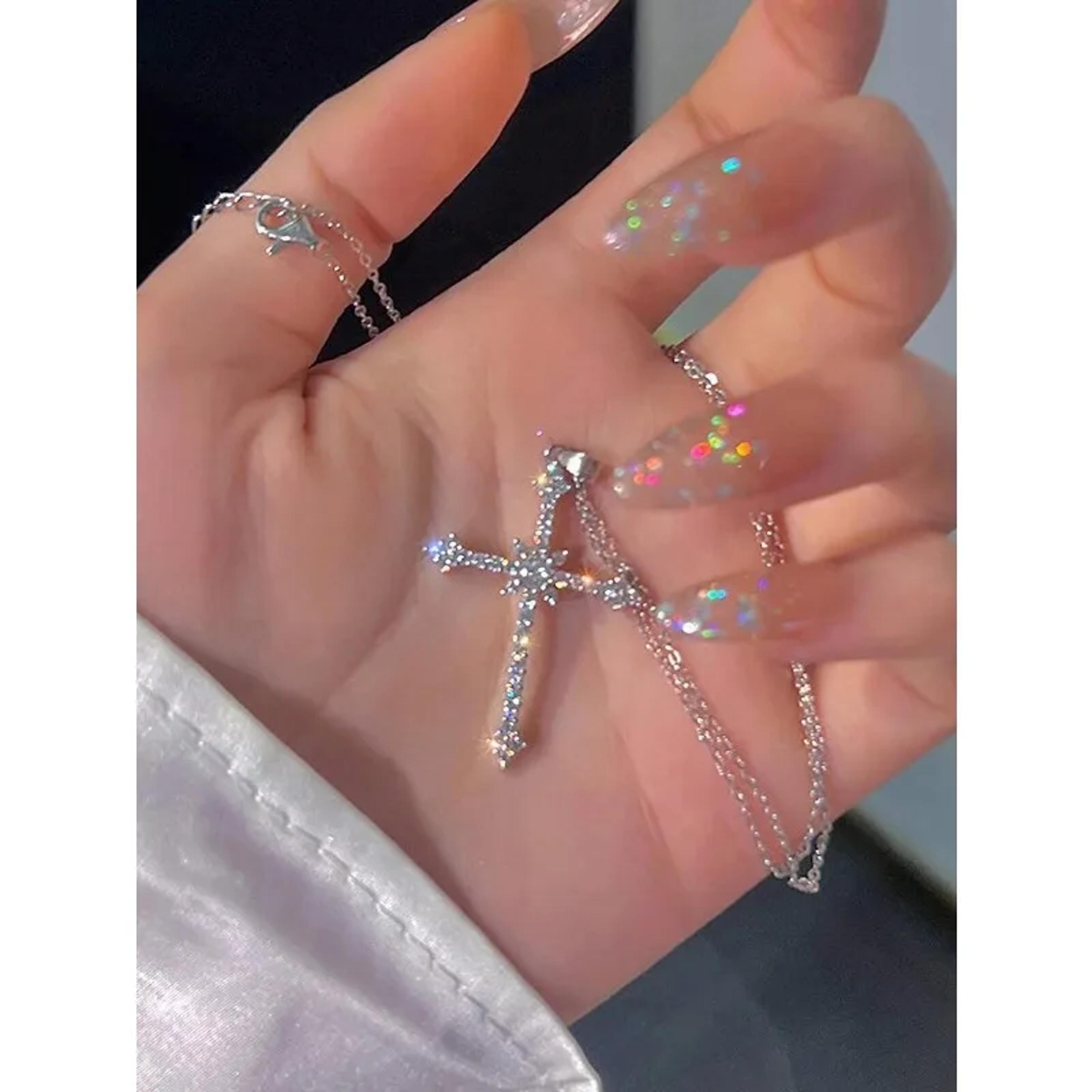 sparkling cross pendant necklace for women crystal cross necklace for everyday elegance