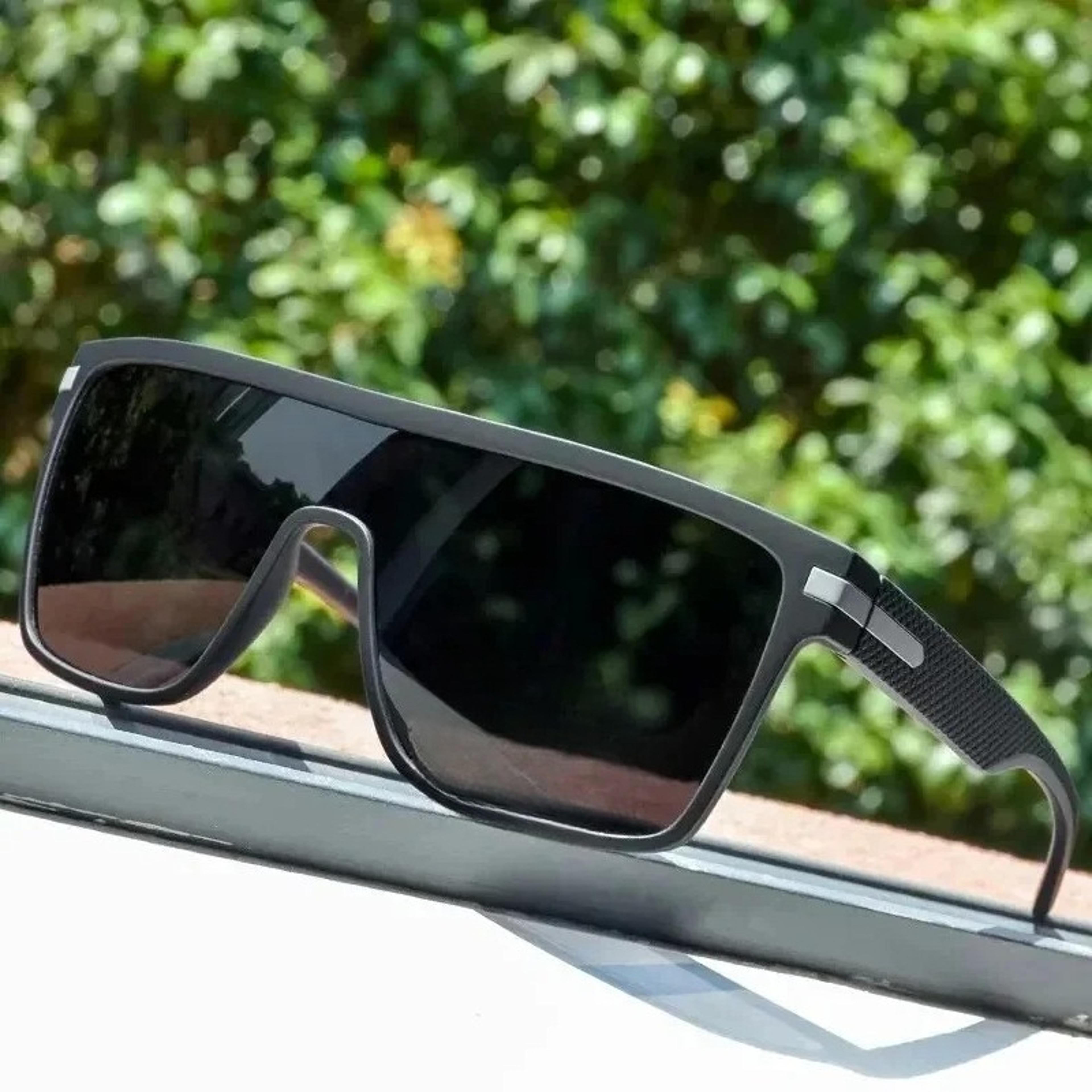 polarized square driving sunglasses for men & women oversized anti-glare mirror shades