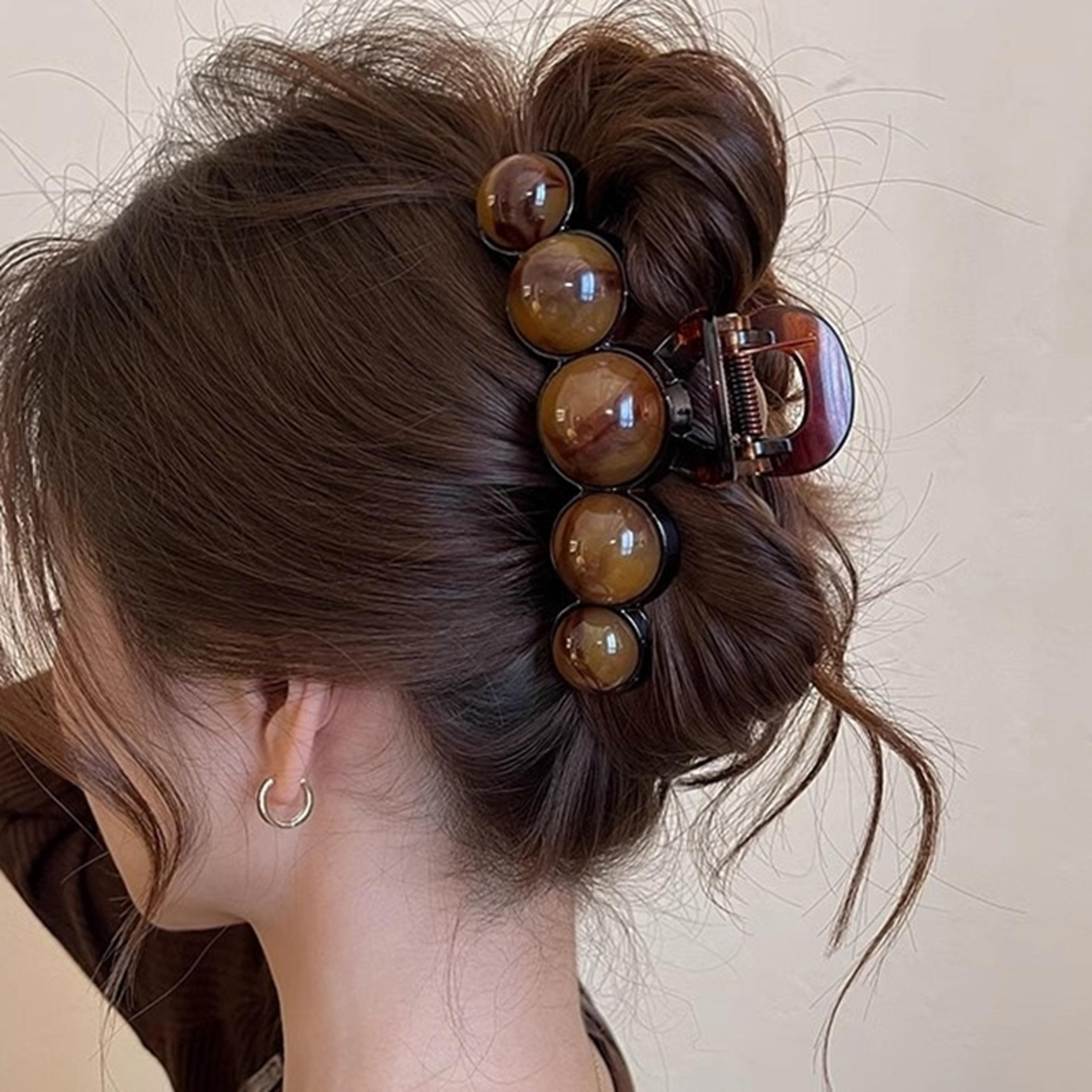 retro beaded hair claw clip gradient large hair clip for stylish everyday hairstyles