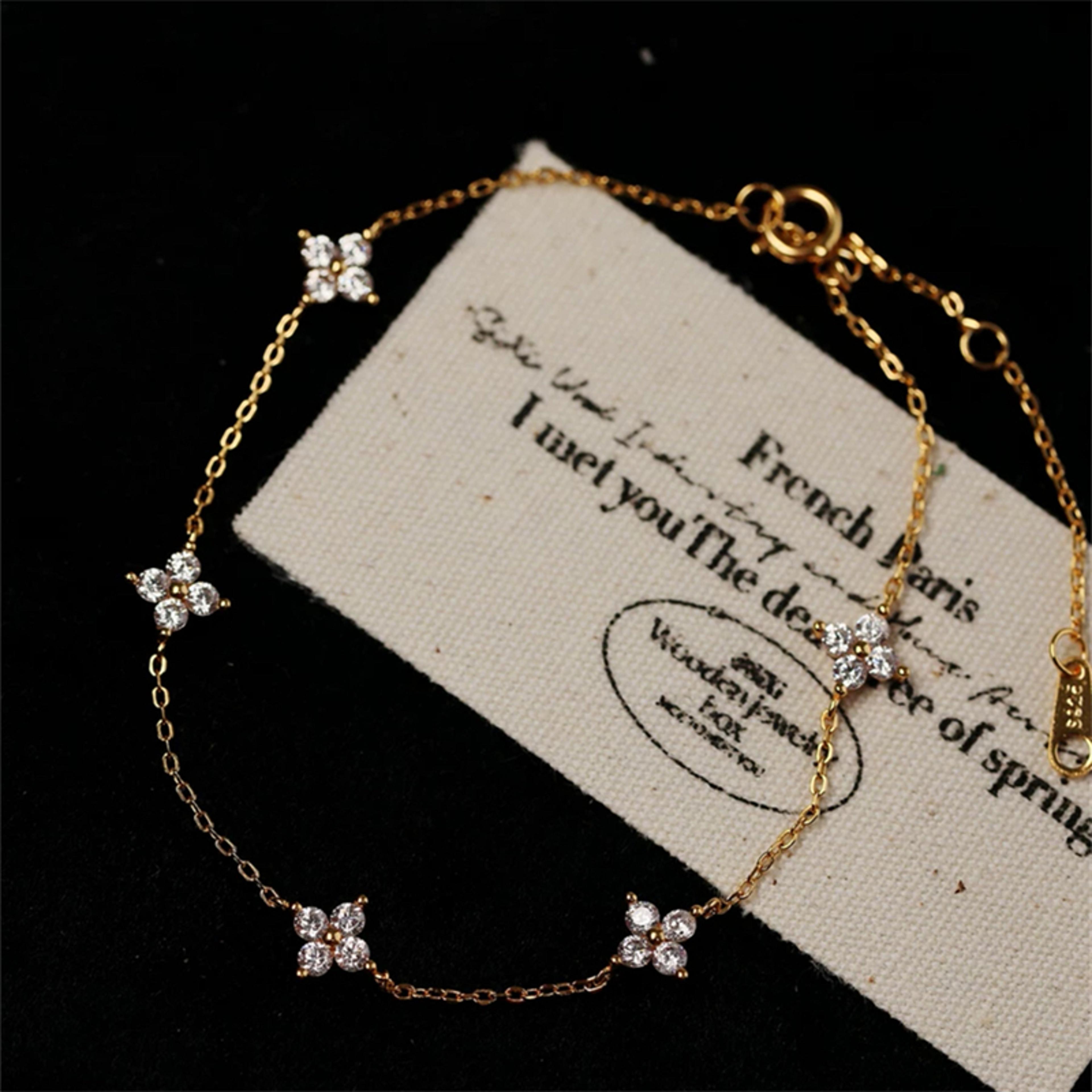 crystal flower stainless steel bracelet for women elegant korean jewelry anniversary gift