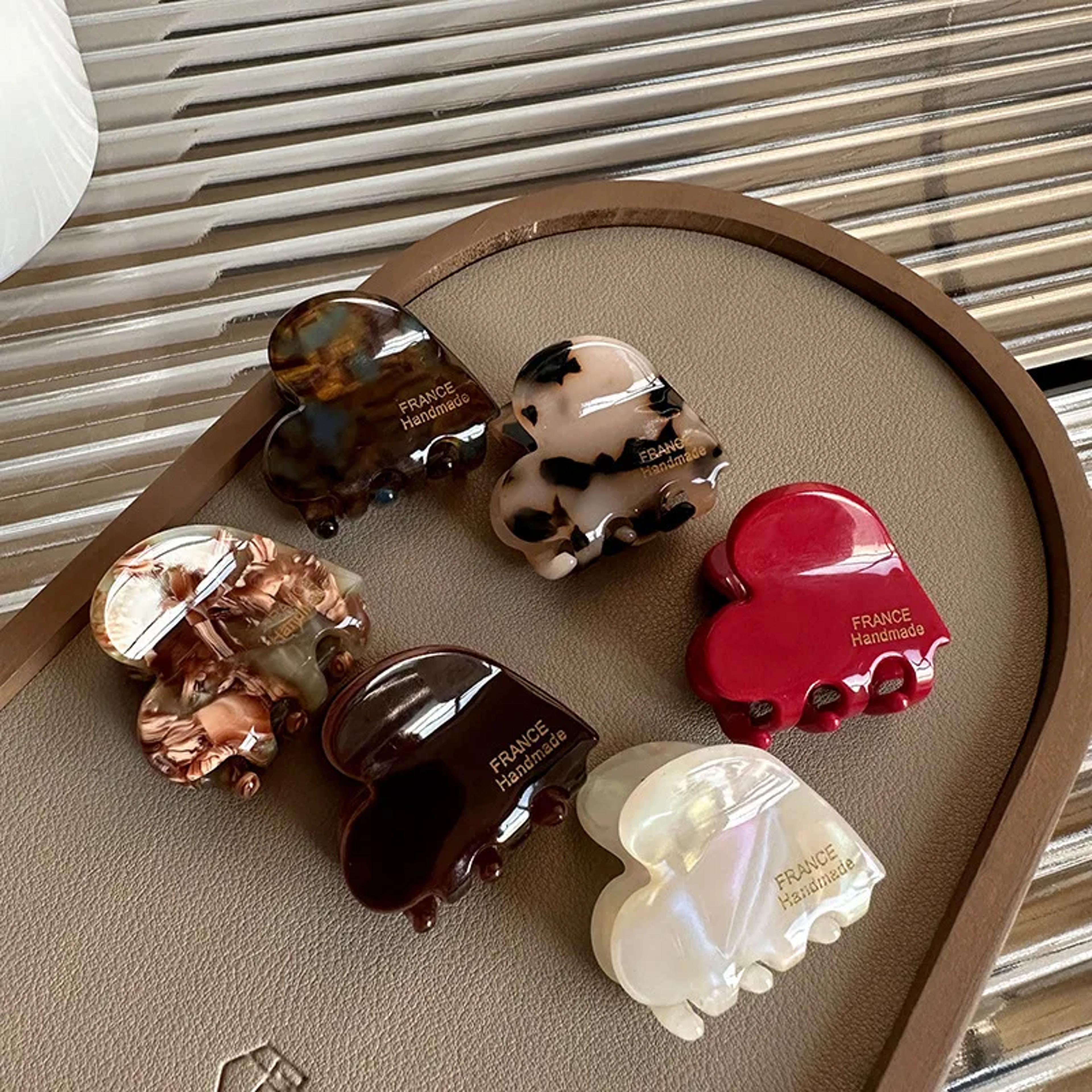 mini heart hair clip acetate small claw clip for girls & women