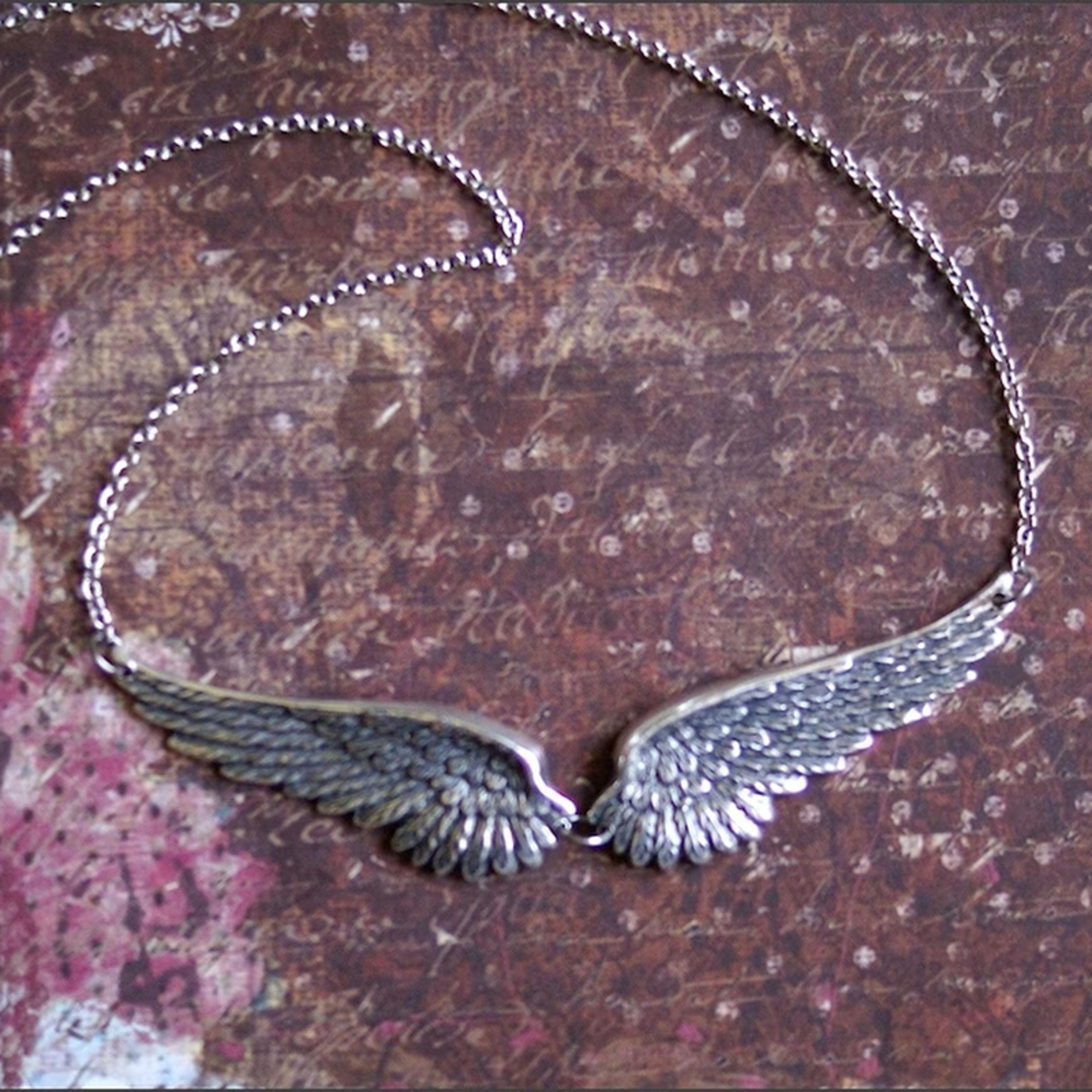 vintage angel wing necklace statement choker with feather pendant chain for women
