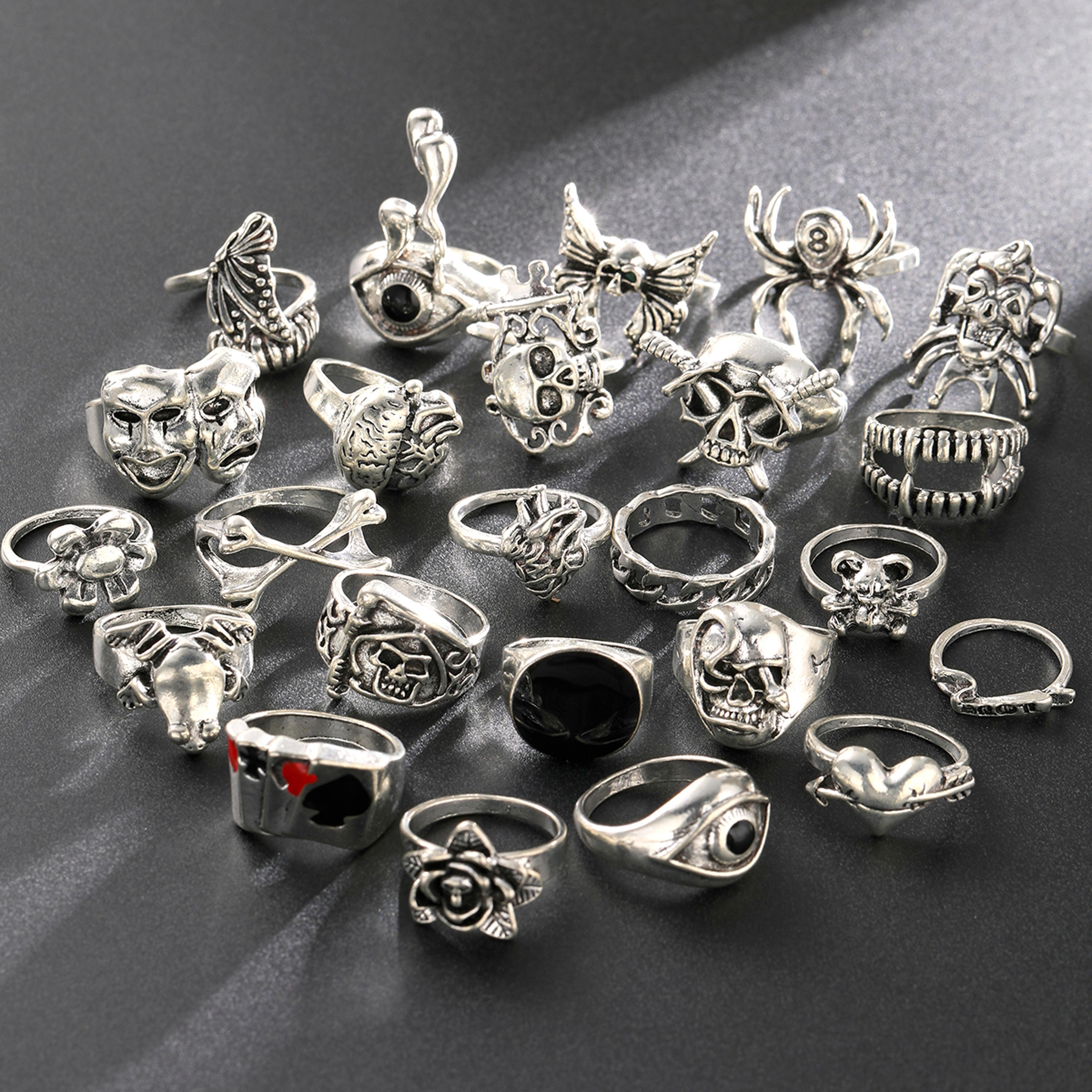 gothic ring set for men & women vintage punk rings and unisex statement jewelry