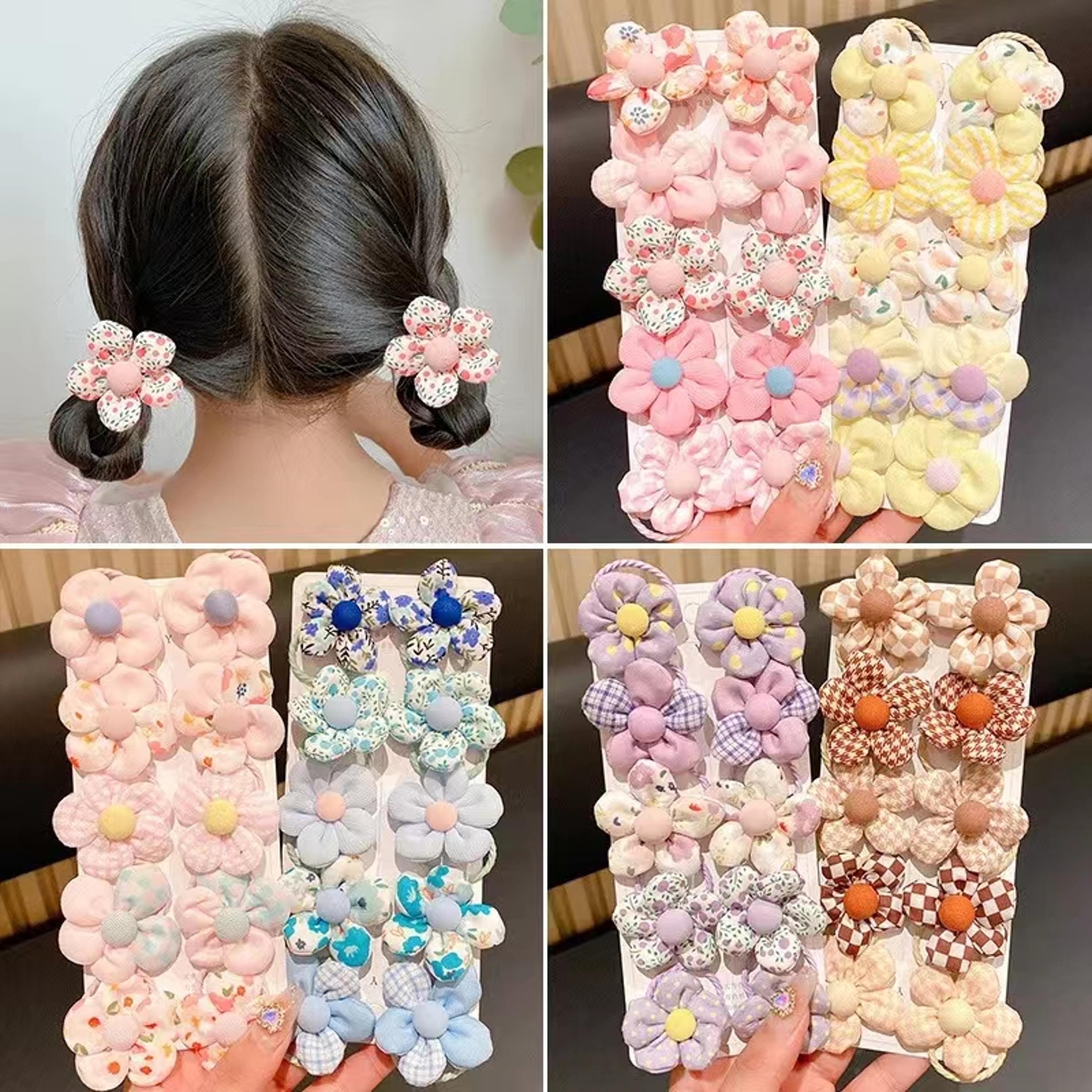 baby girl hair bands colorful flower hair ties soft kids ponytail holders set
