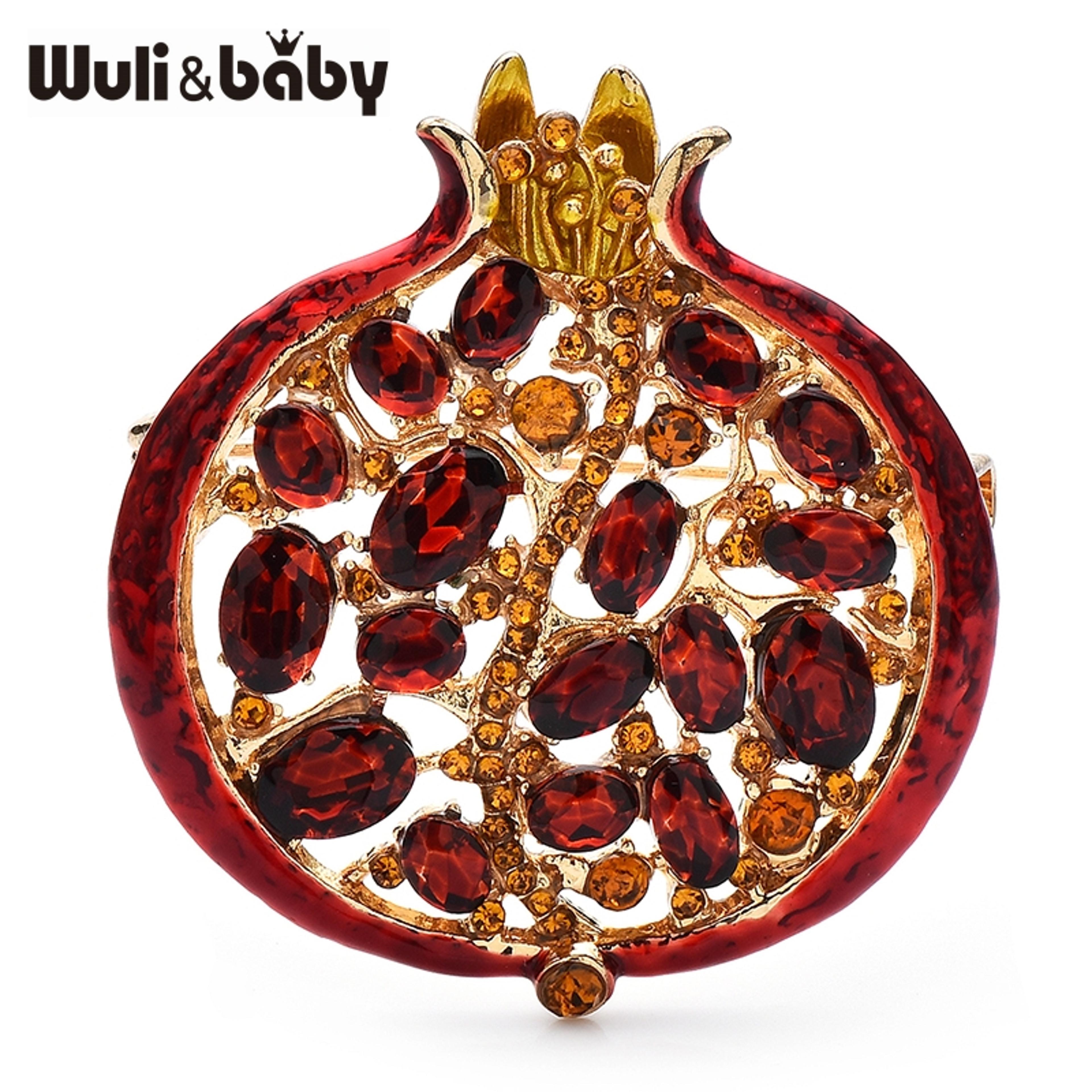 elegant crystal pomegranate brooch pin for women floral jewelry gift accessory