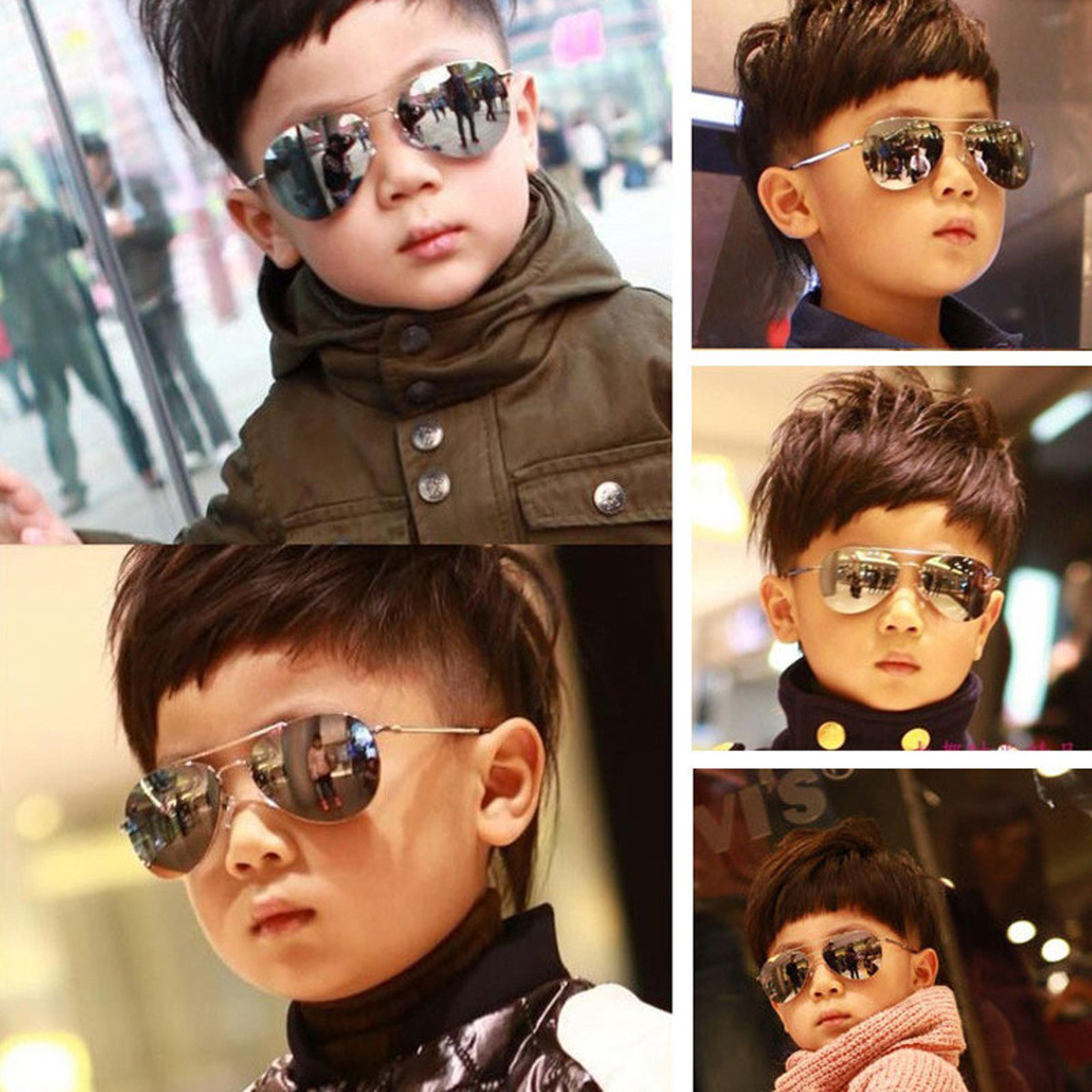 vintage kids sunglasses aviator pilot sunglasses with metal frame for boys & girls