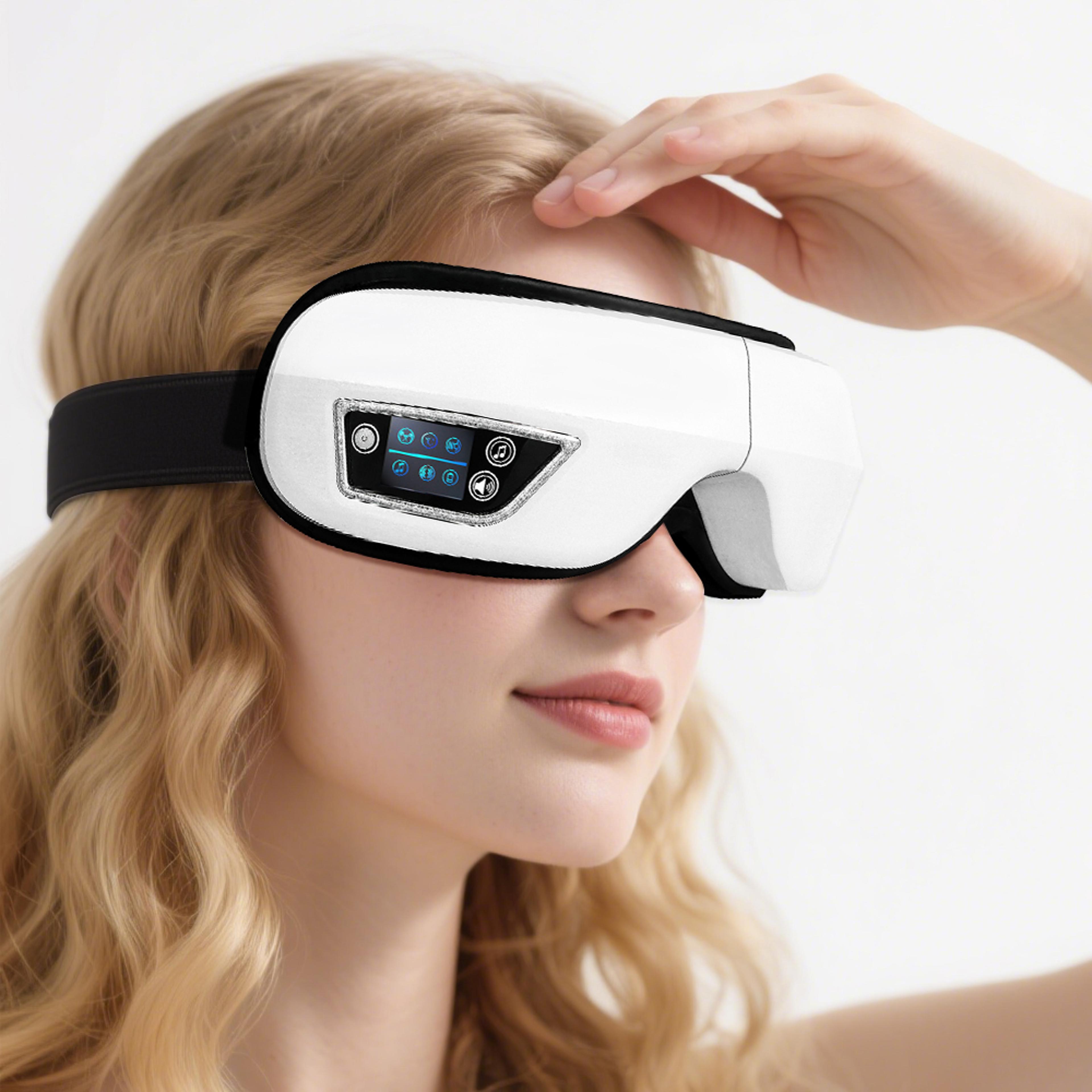 smart eye massager with heat air compression & bluetooth music for eye fatigue relief