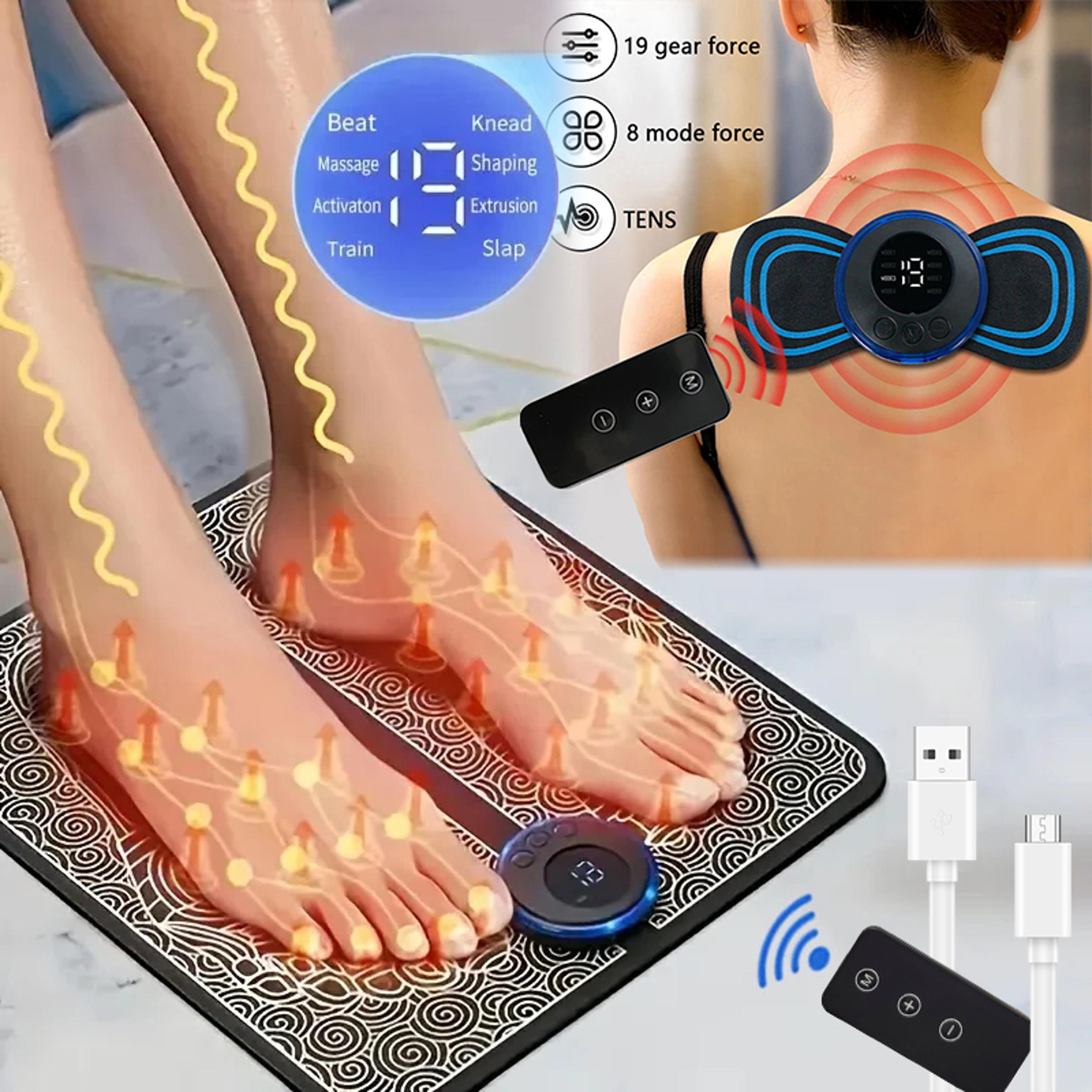 portable electric foot massager ems muscle massage pad for feet neck & back pain relief