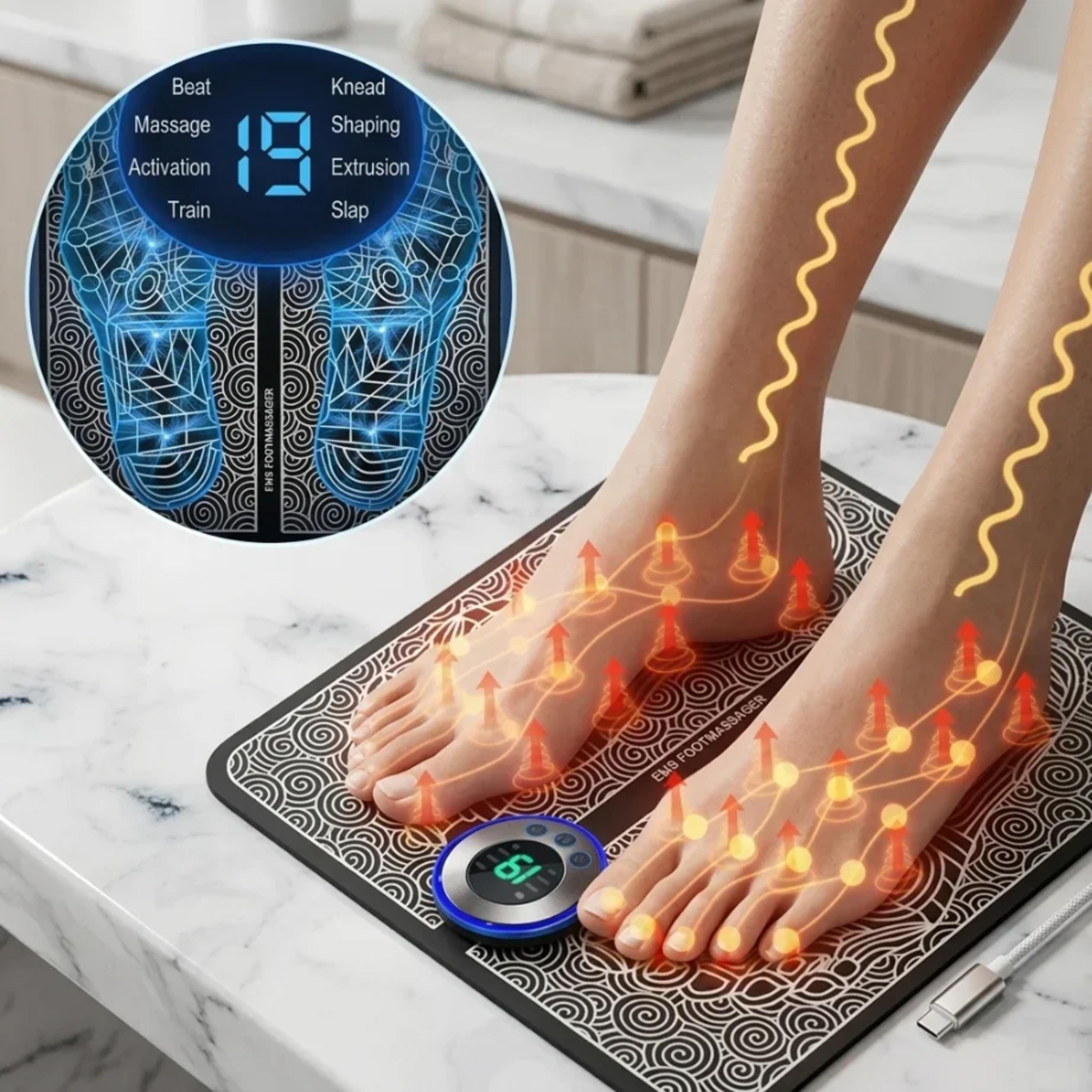 ems foot massager pad electric foot massage mat for muscle stimulation & foot circulation booster