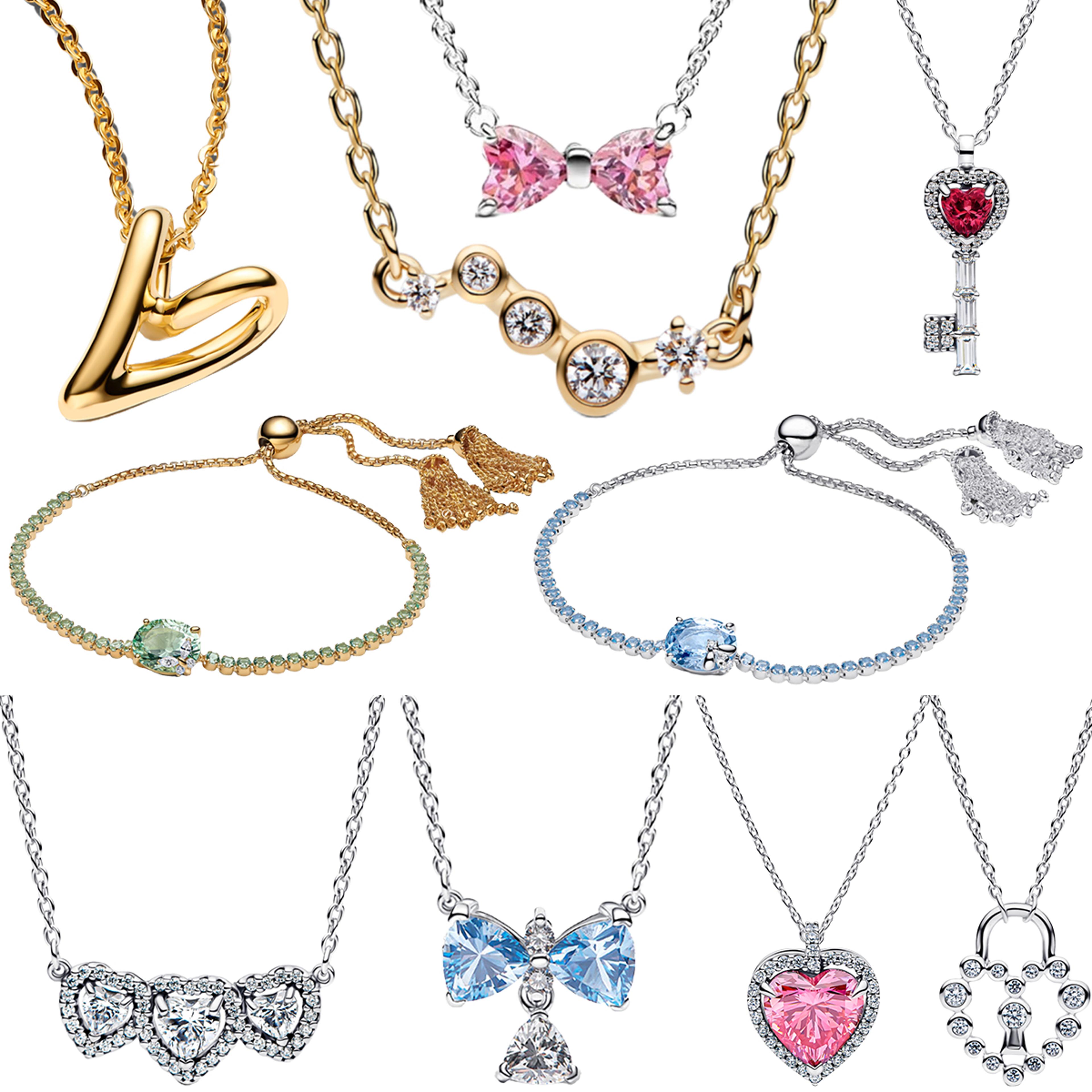 luxury heart bow necklace in sterling silver with crystal heart adjustable chain