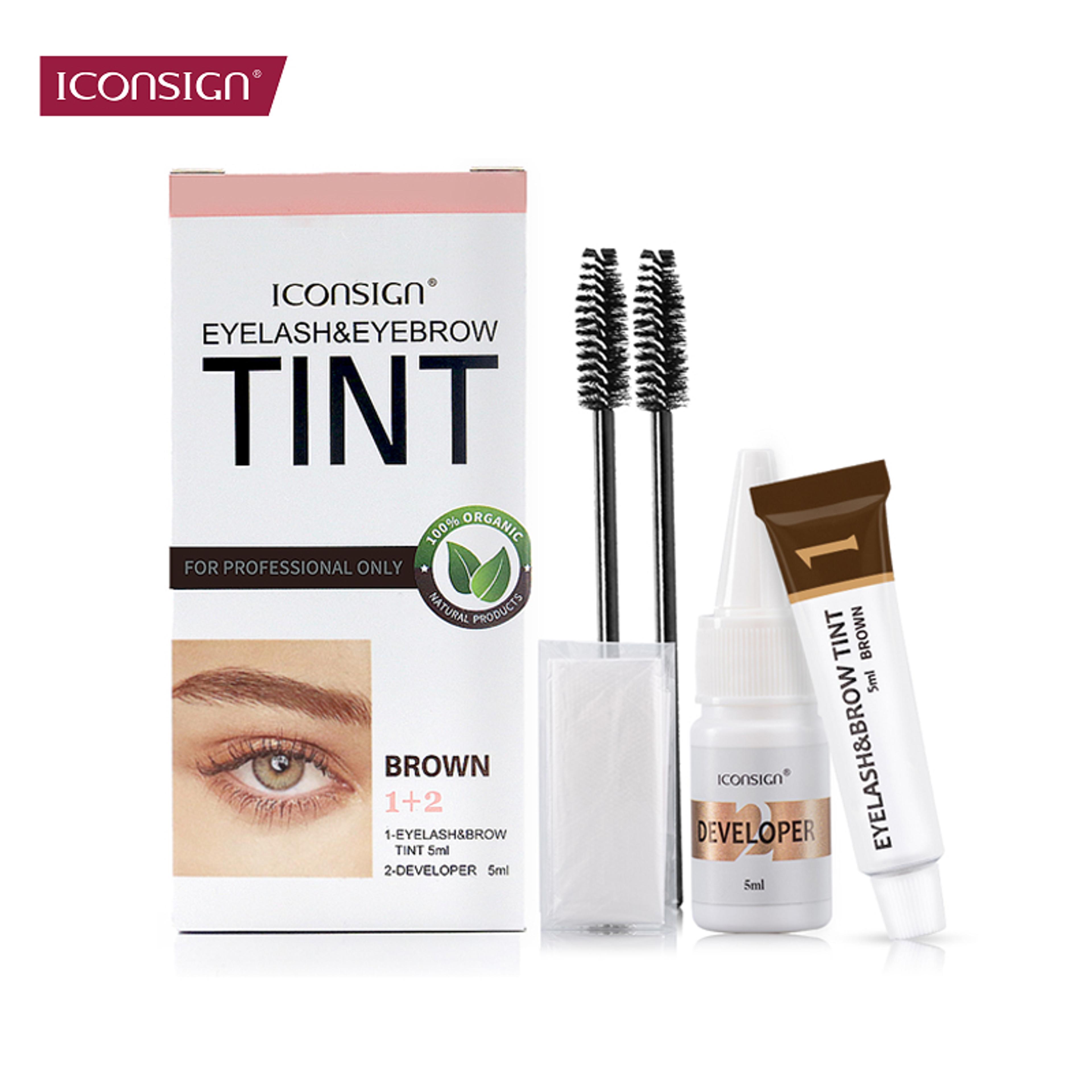 iconsign eyebrow tint kit & eyelash tint kit for long lasting natural brow dye